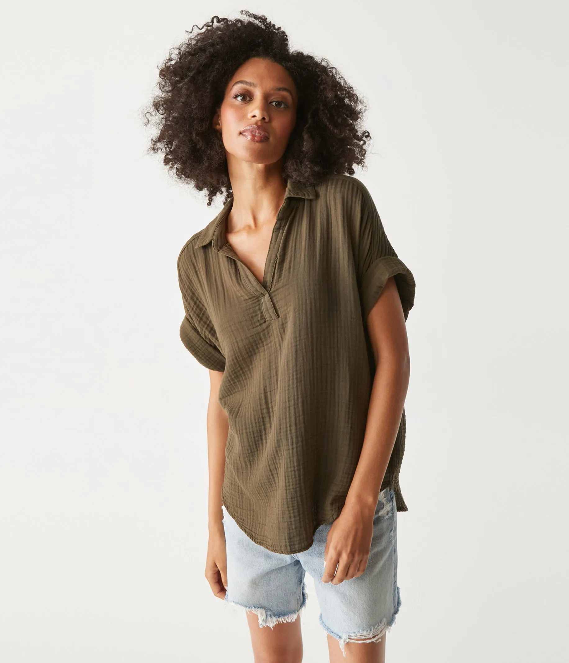 Gigi Gauze Popover Top