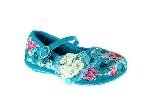 Girls 253 Floral Mary Jane Charm Flat Shoes