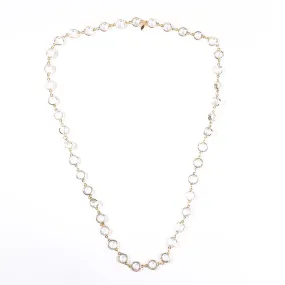 Gold with Round Clear Crystal Necklace