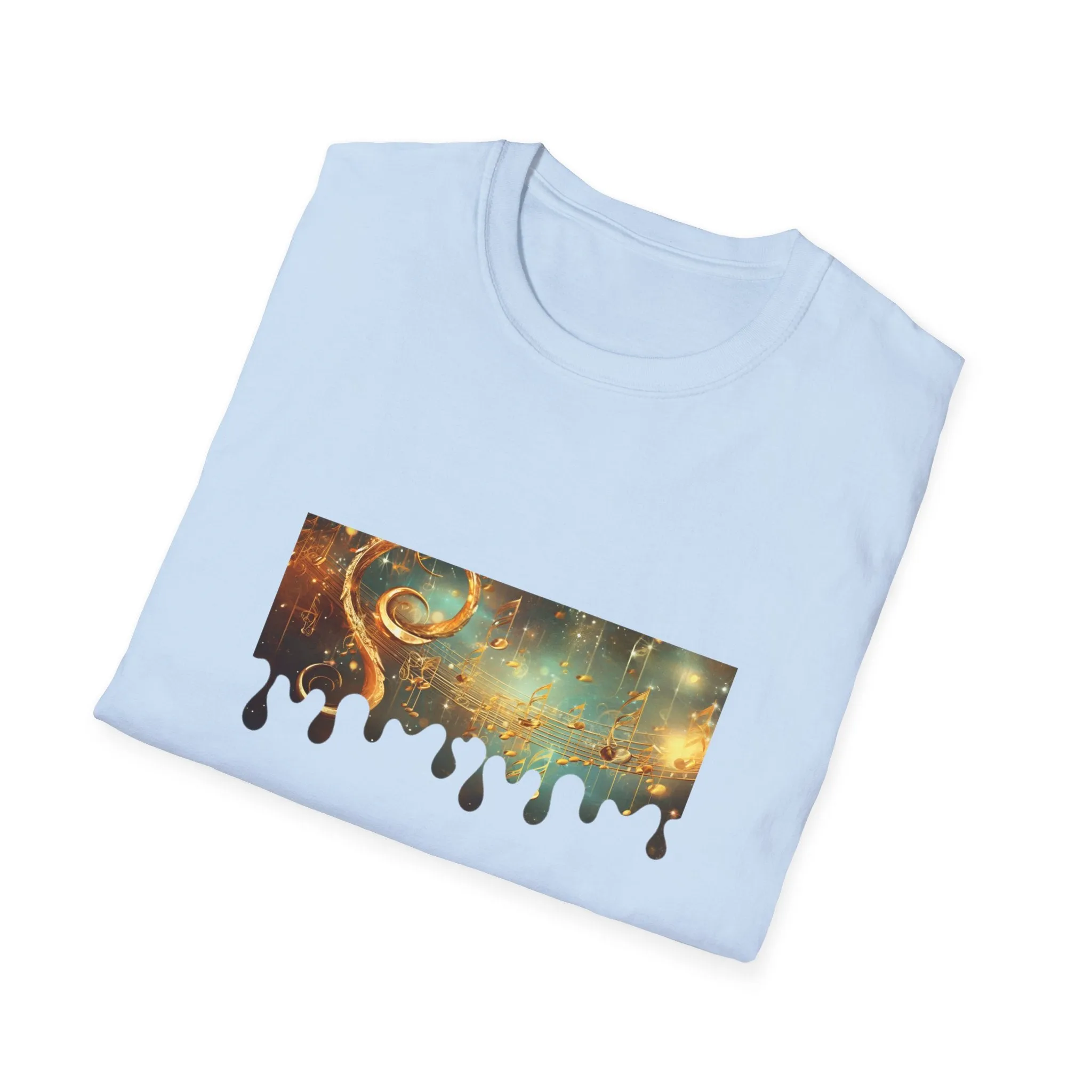 Golden Musical Notes Unisex Softstyle T-Shirt