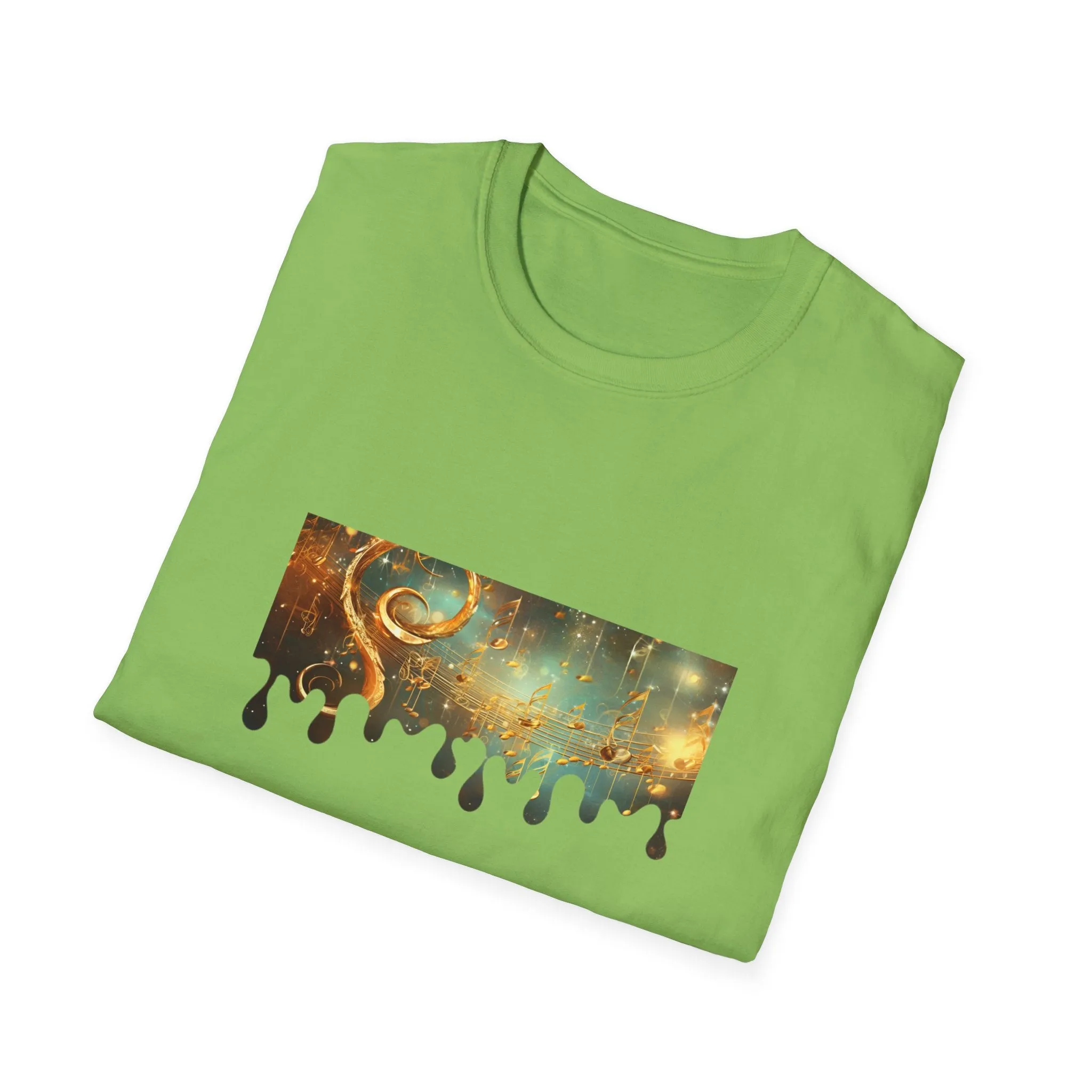 Golden Musical Notes Unisex Softstyle T-Shirt