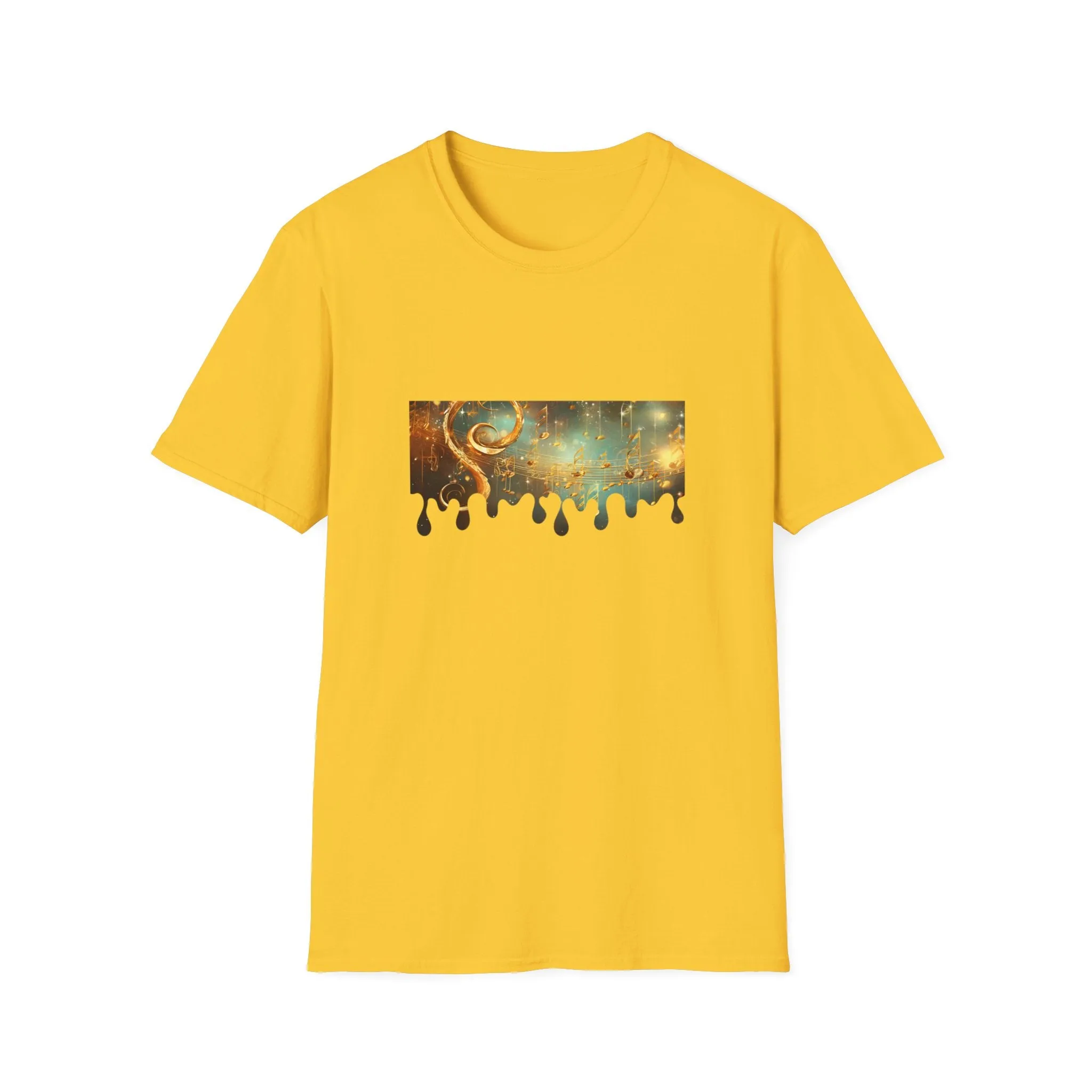 Golden Musical Notes Unisex Softstyle T-Shirt