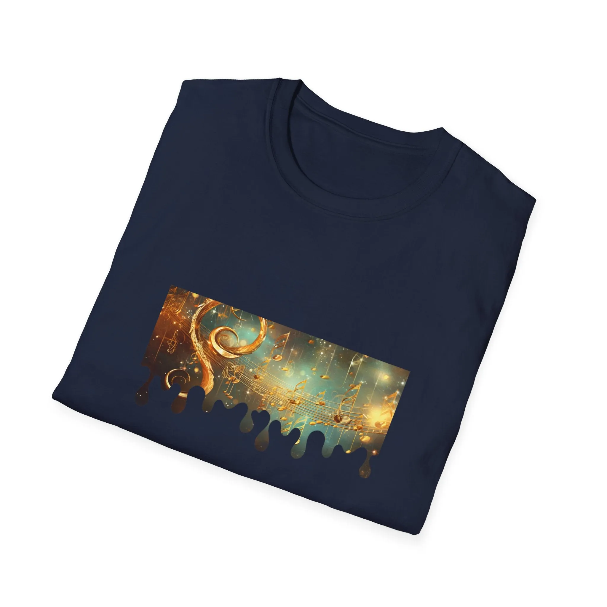 Golden Musical Notes Unisex Softstyle T-Shirt