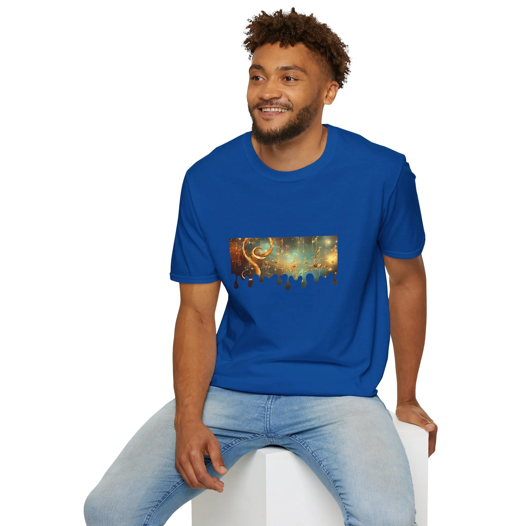 Golden Musical Notes Unisex Softstyle T-Shirt