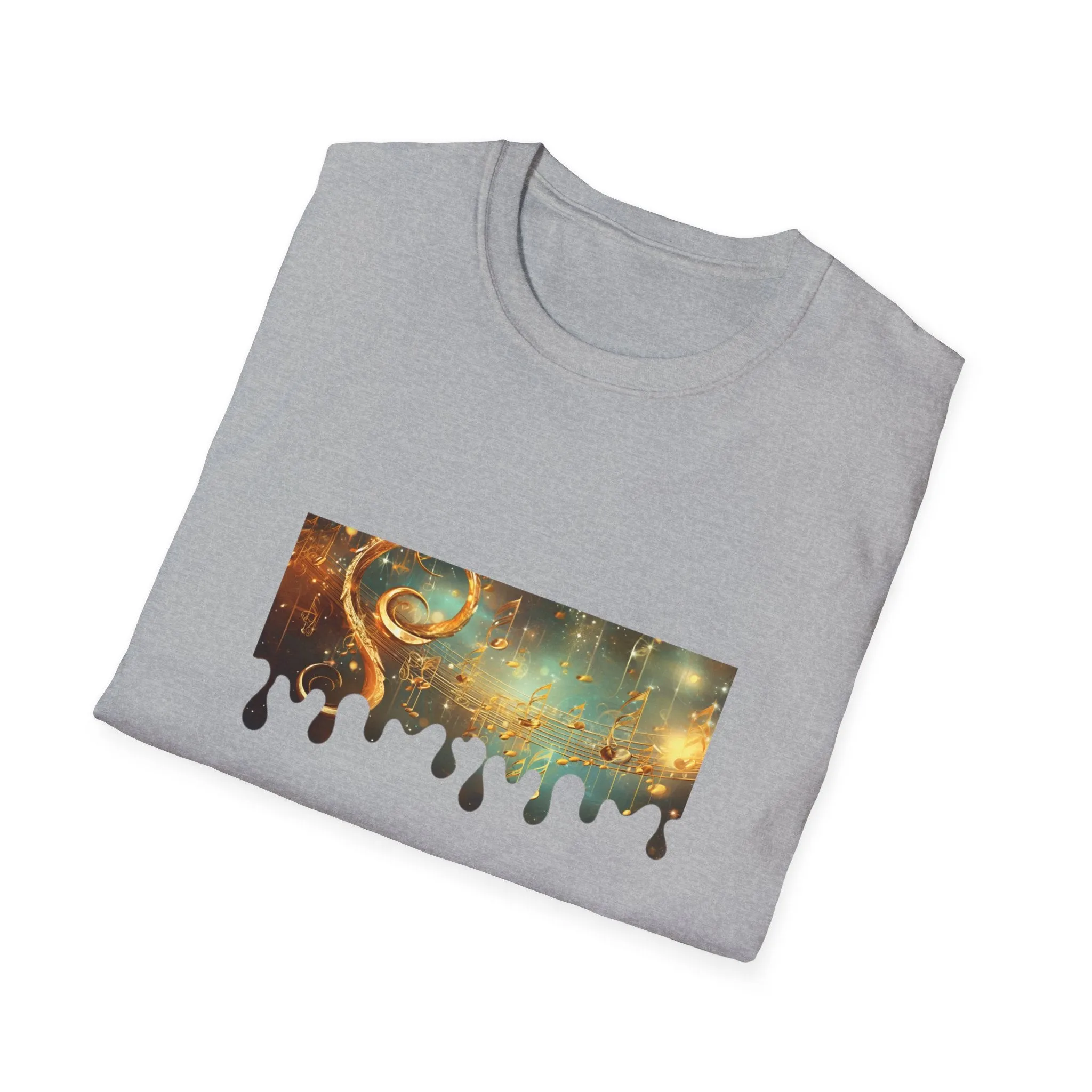 Golden Musical Notes Unisex Softstyle T-Shirt