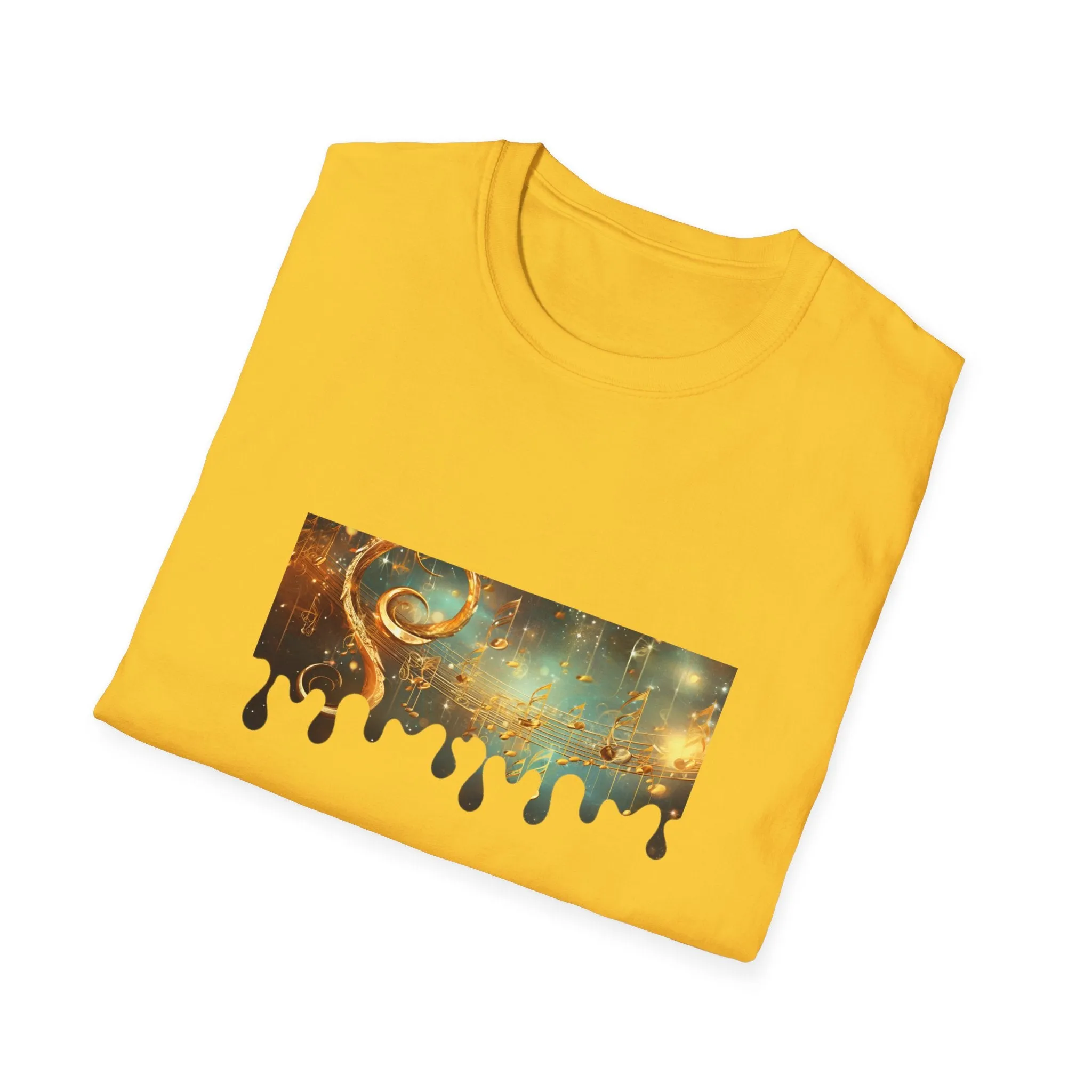 Golden Musical Notes Unisex Softstyle T-Shirt