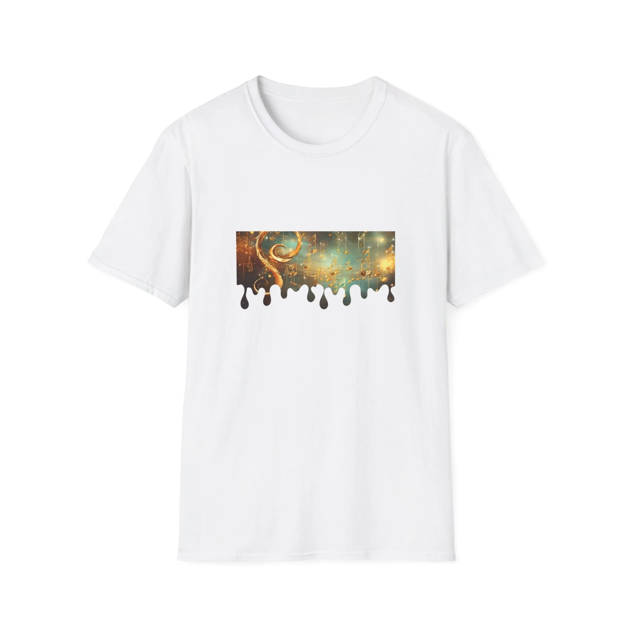 Golden Musical Notes Unisex Softstyle T-Shirt