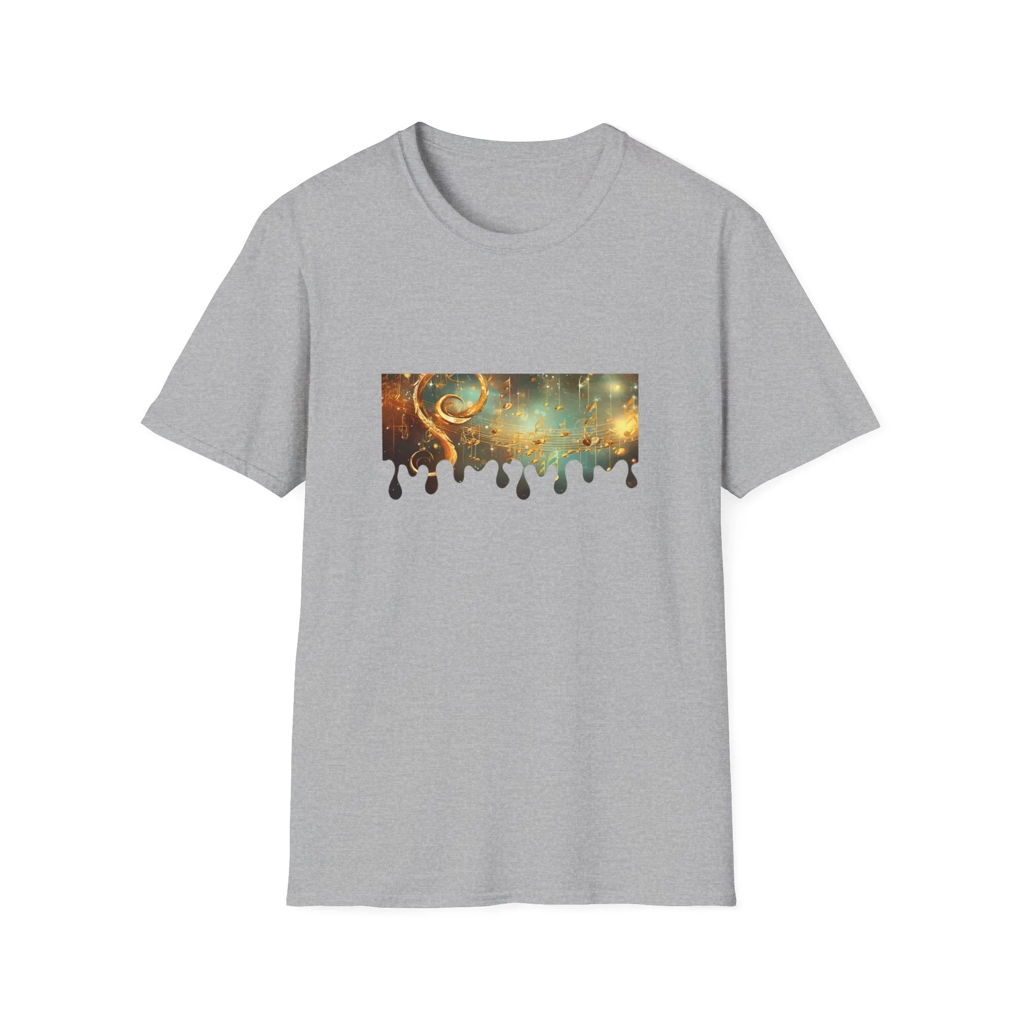 Golden Musical Notes Unisex Softstyle T-Shirt