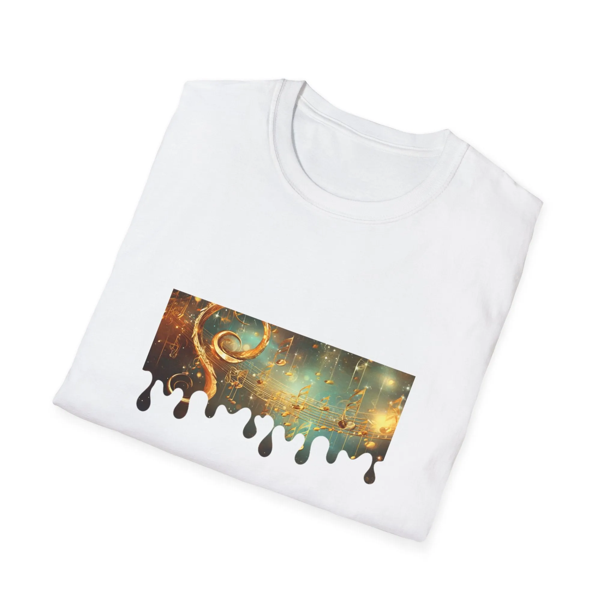 Golden Musical Notes Unisex Softstyle T-Shirt