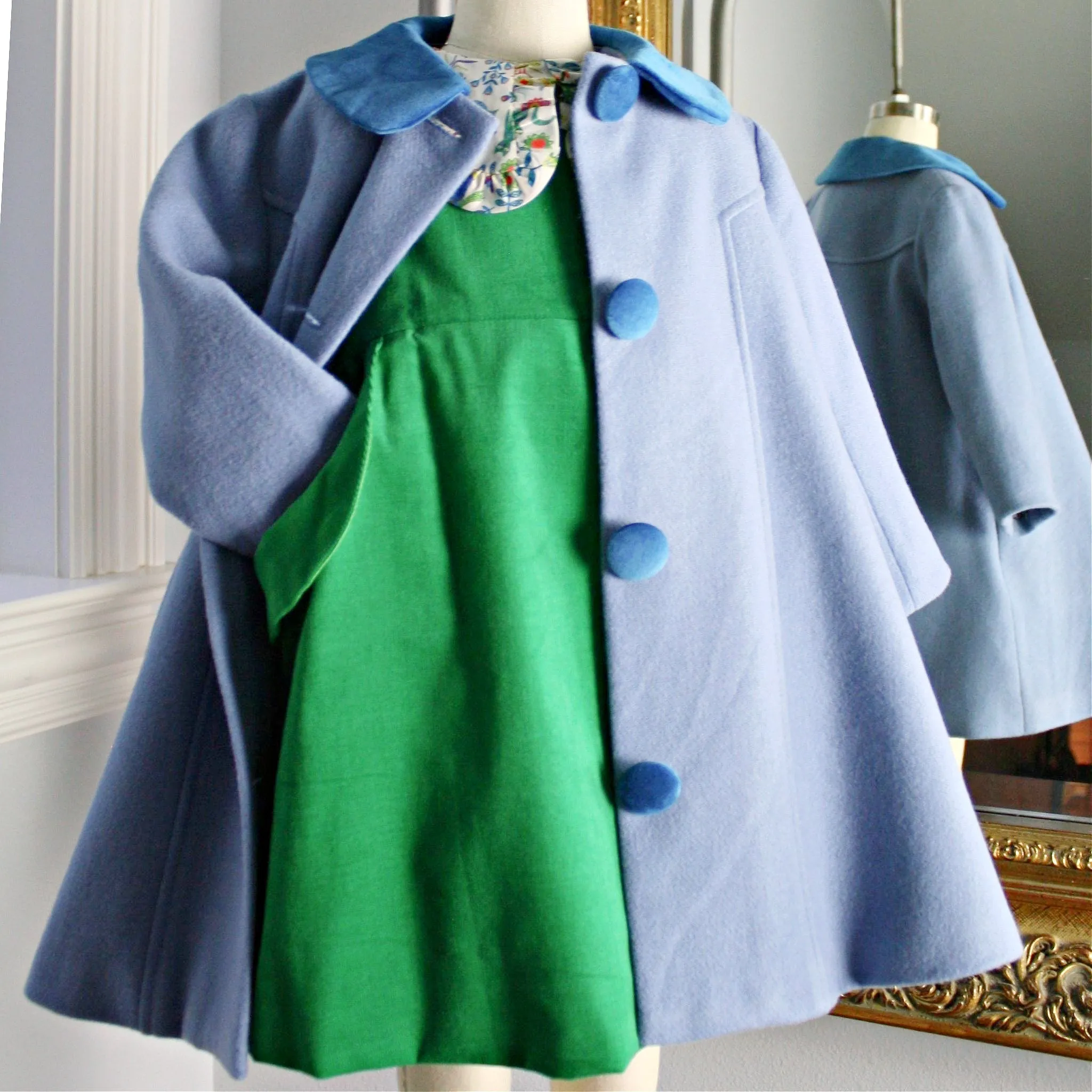 Green Corduroy Dress with Folk Tails Liberty London Blouse -Size 4T and 5 Only