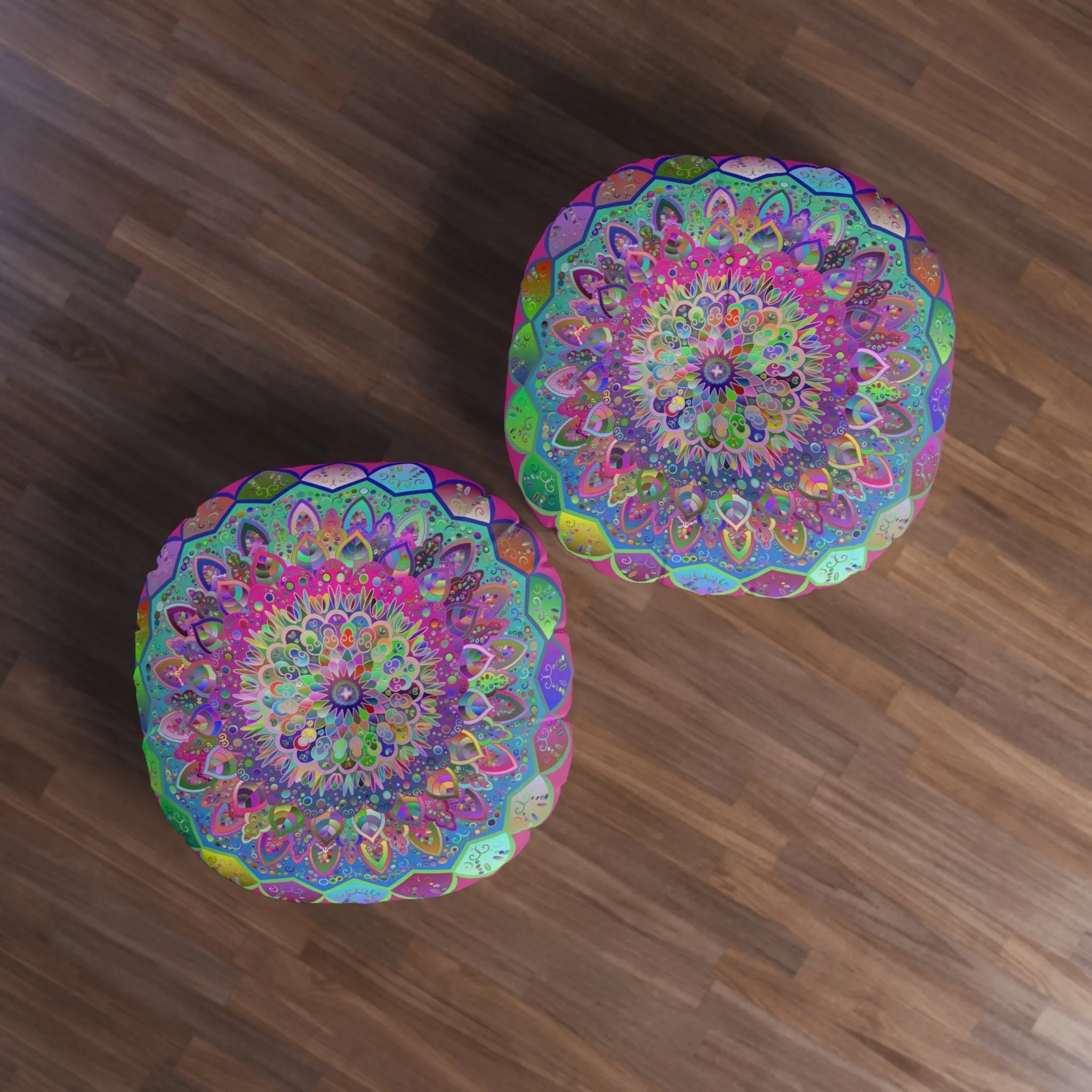 Hand Drawn Mandala Art Floor Cushion - Colorful Design