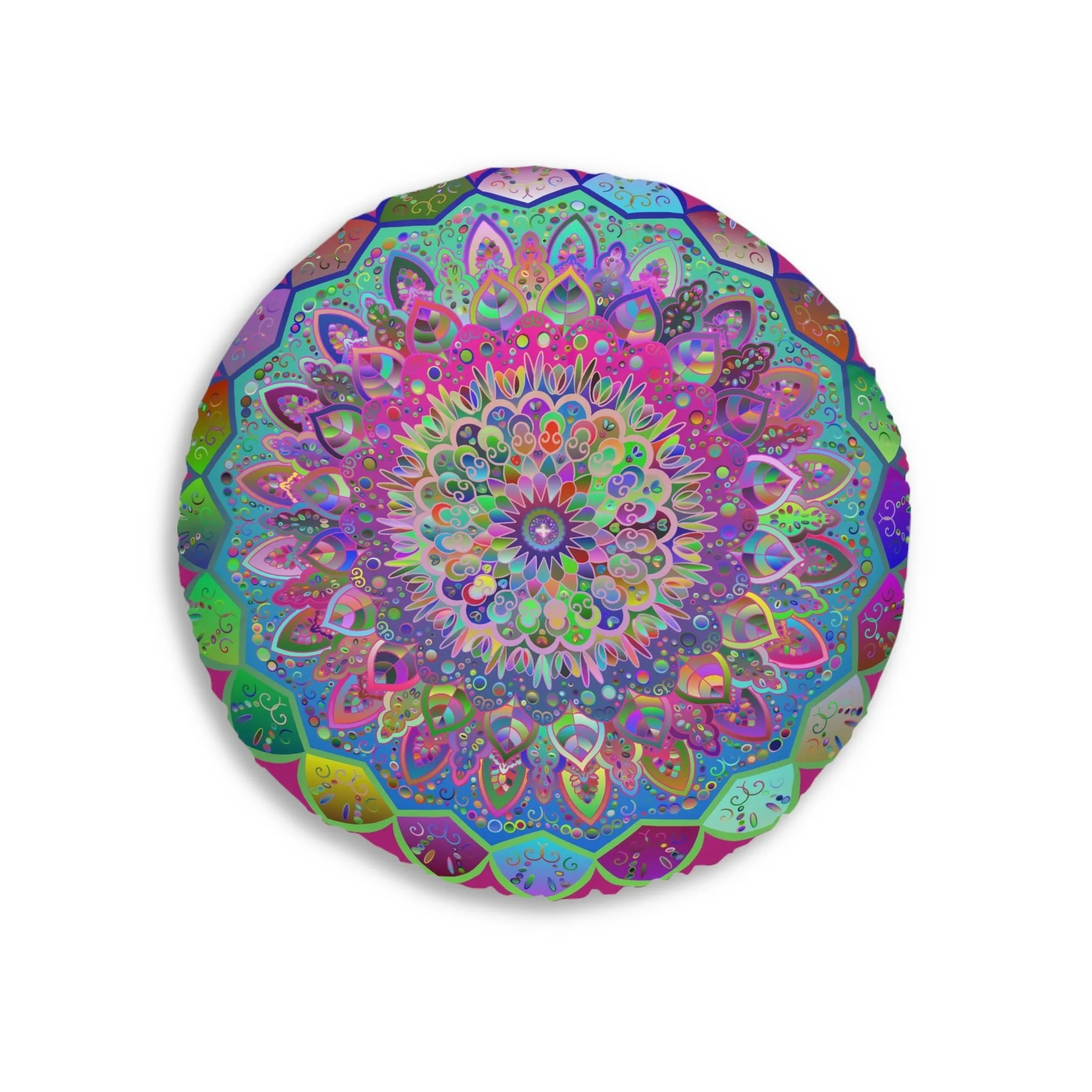 Hand Drawn Mandala Art Floor Cushion - Colorful Design