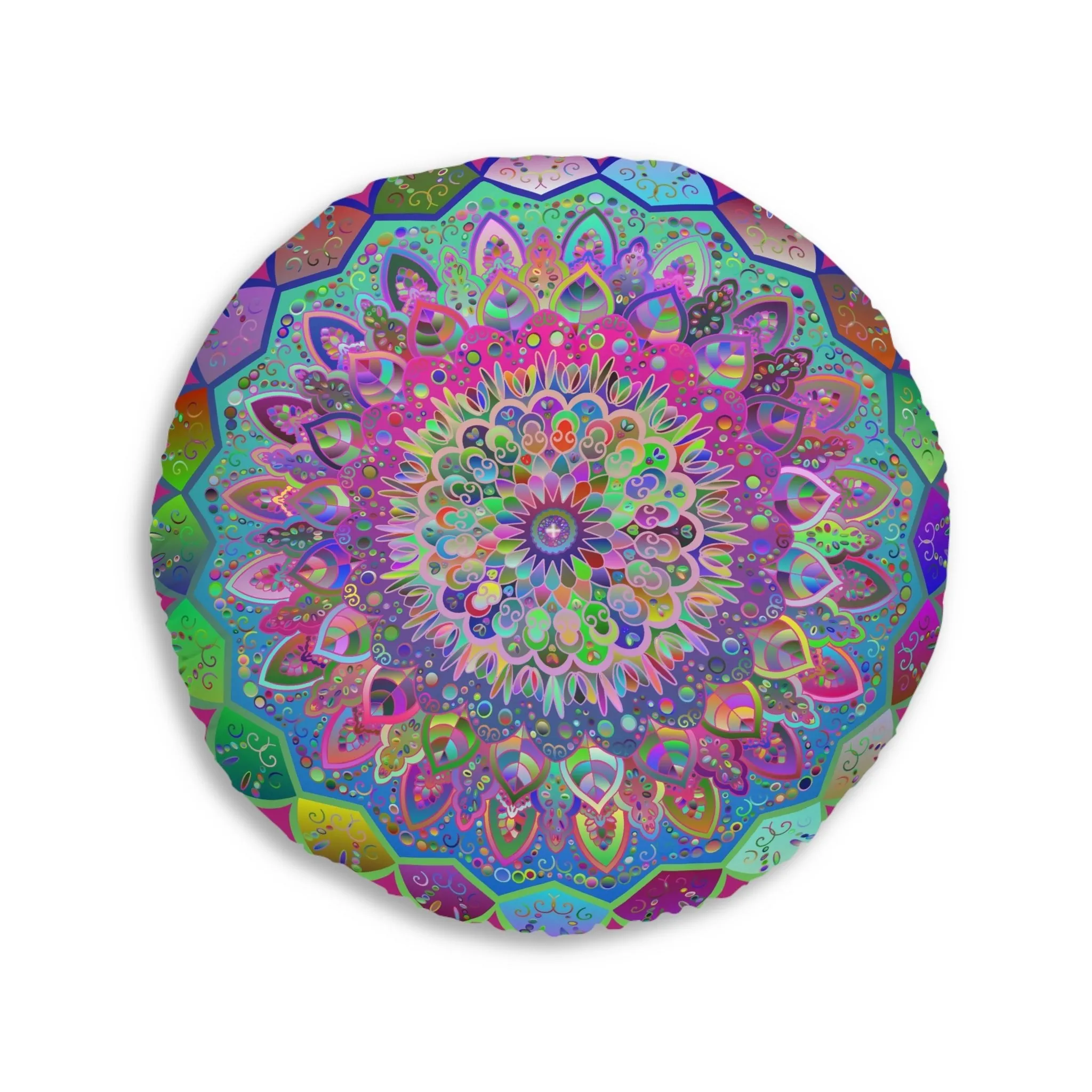 Hand Drawn Mandala Art Floor Cushion - Colorful Design