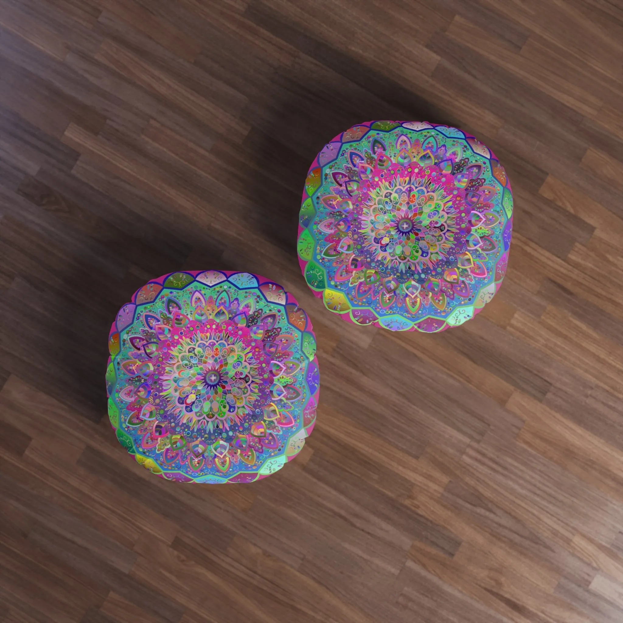 Hand Drawn Mandala Art Floor Cushion - Colorful Design