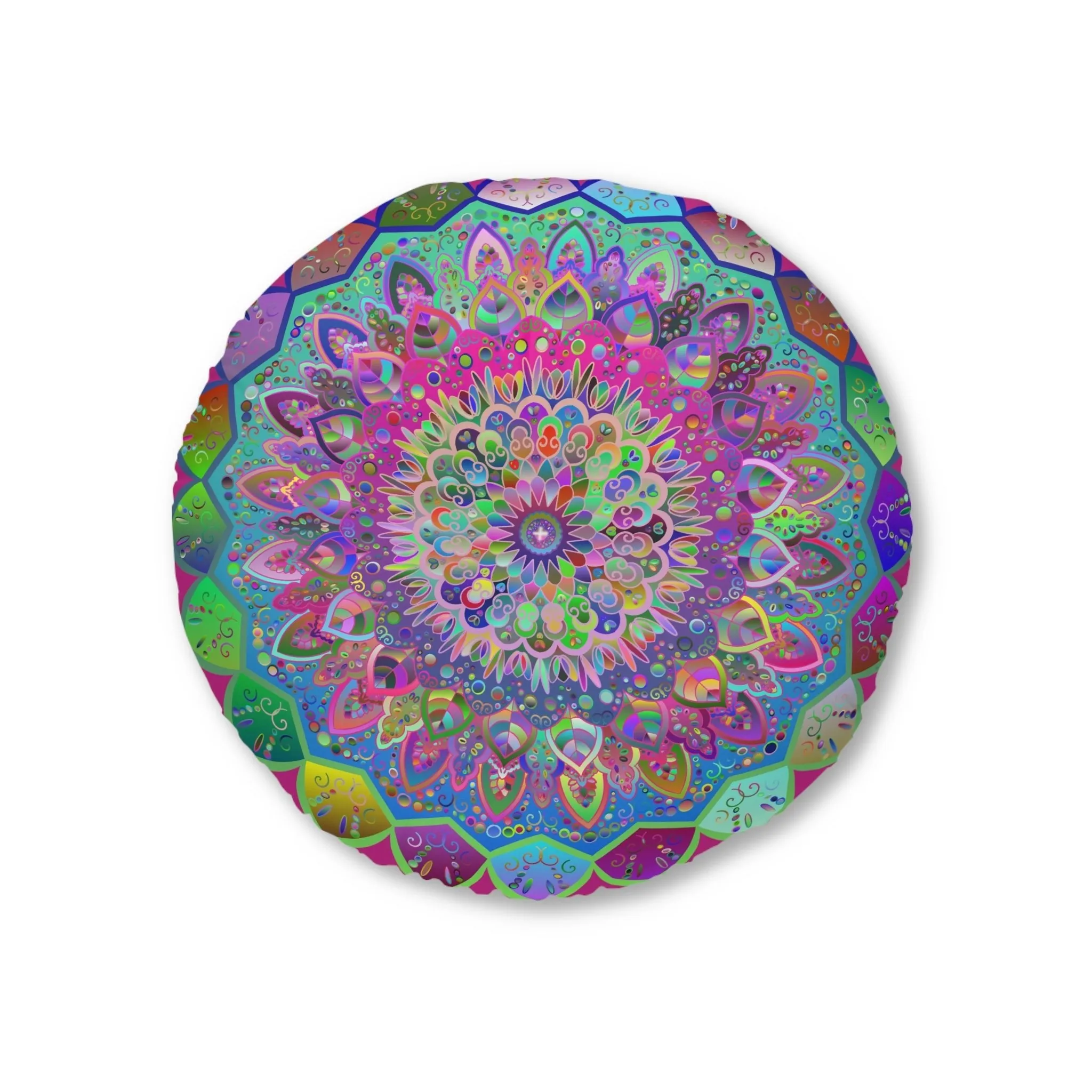 Hand Drawn Mandala Art Floor Cushion - Colorful Design