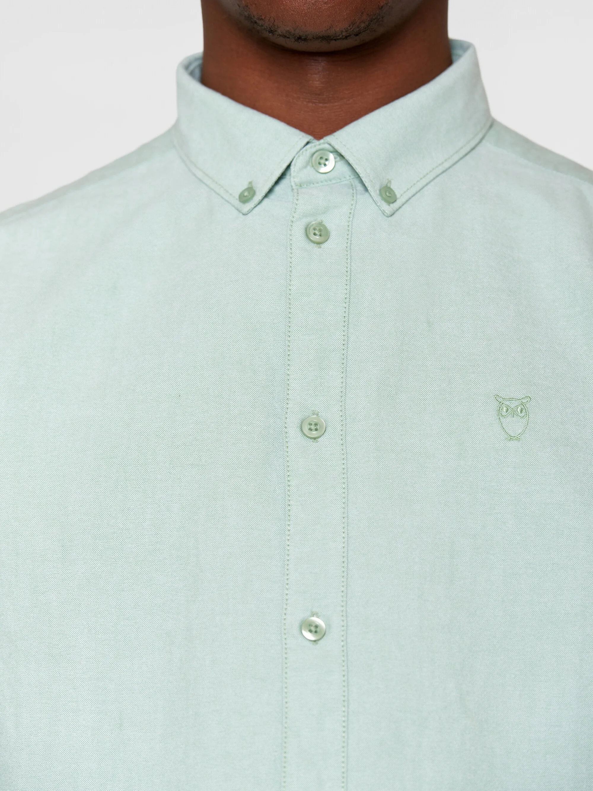 HARALD small owl oxford regular fit shirt - GOTS/Vegan - Shale Green