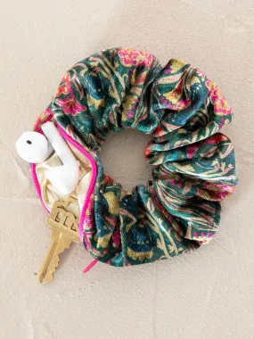 Hideaway Scrunchie - Green Lined Floral