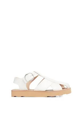 Horatio Flat Sandal in Cream Nappa Leather