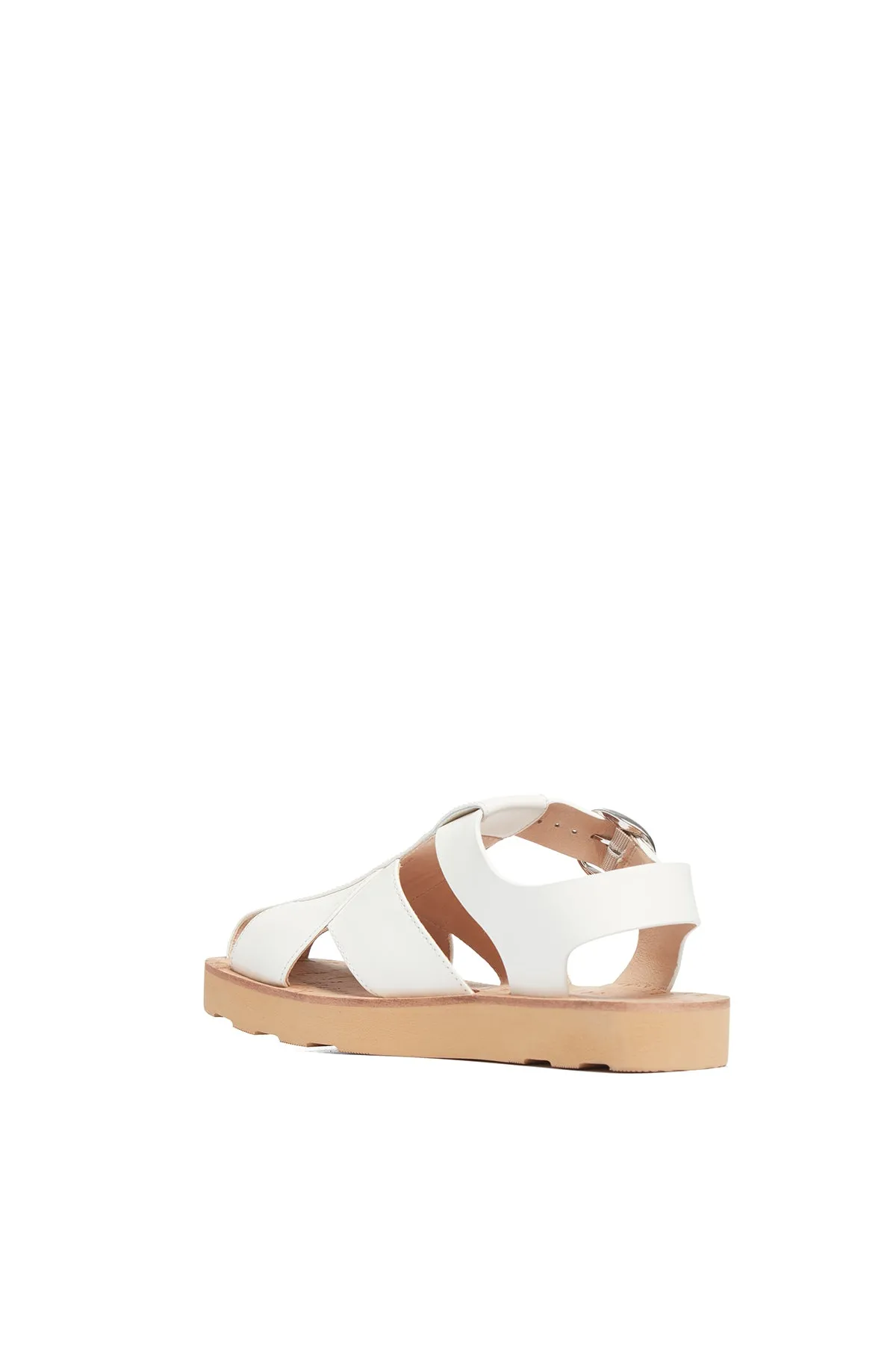 Horatio Flat Sandal in Cream Nappa Leather