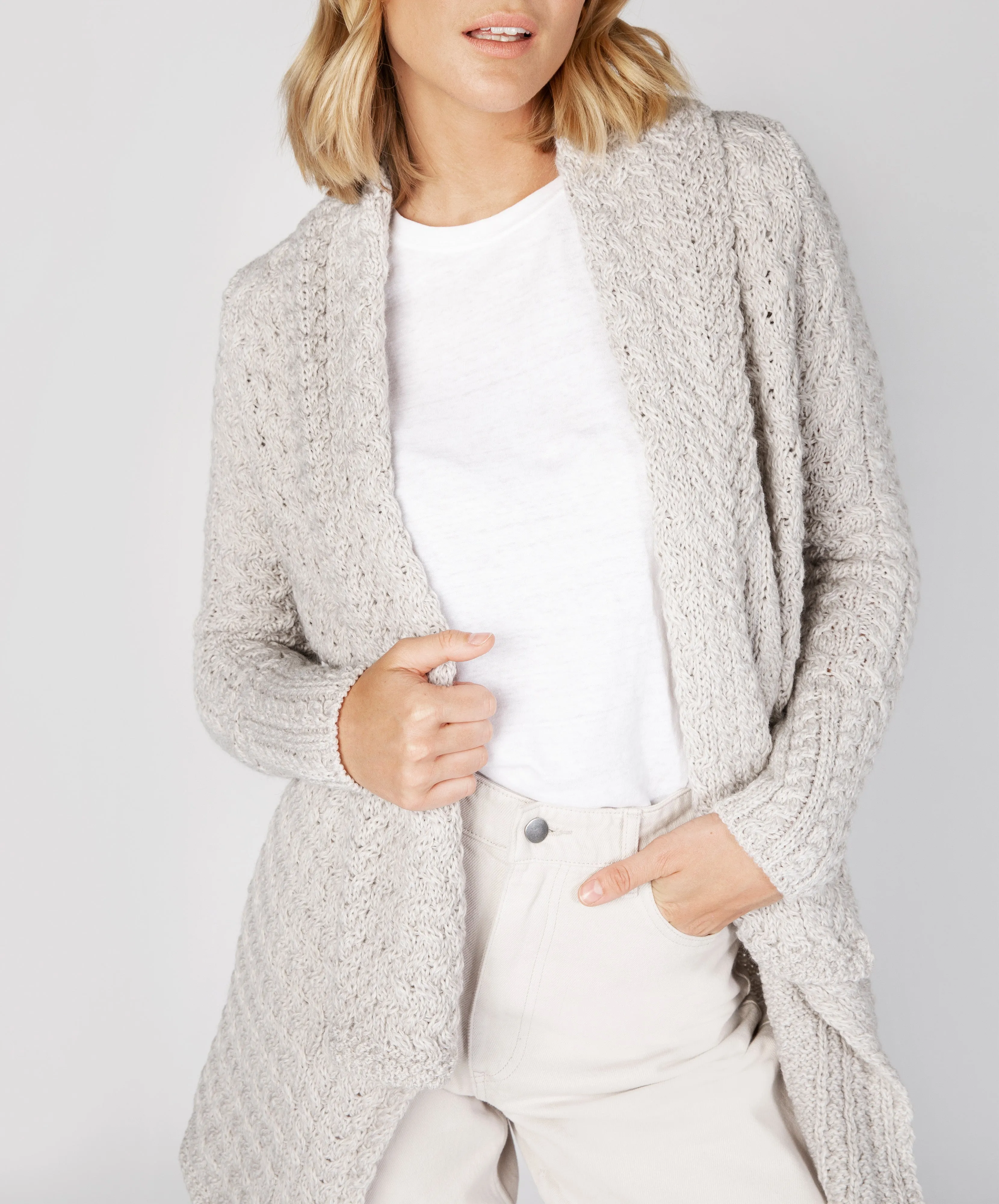 Irish - Glenross Waterfall Cardigan - Silver Marl