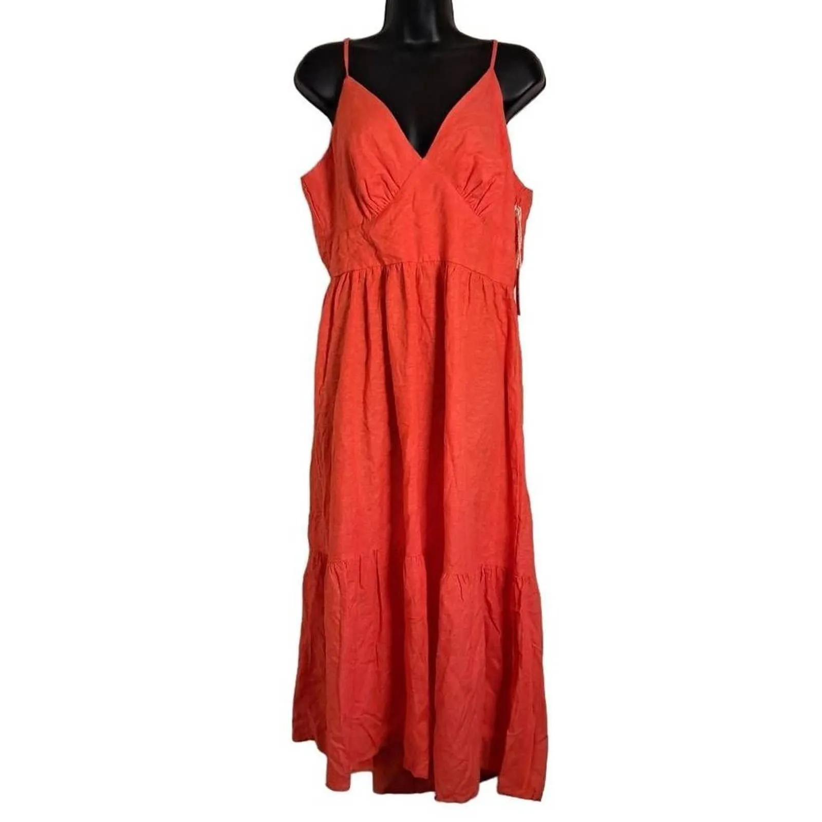 Jessica Simpson Women's Red Linen Blend Midi Dress Size XL