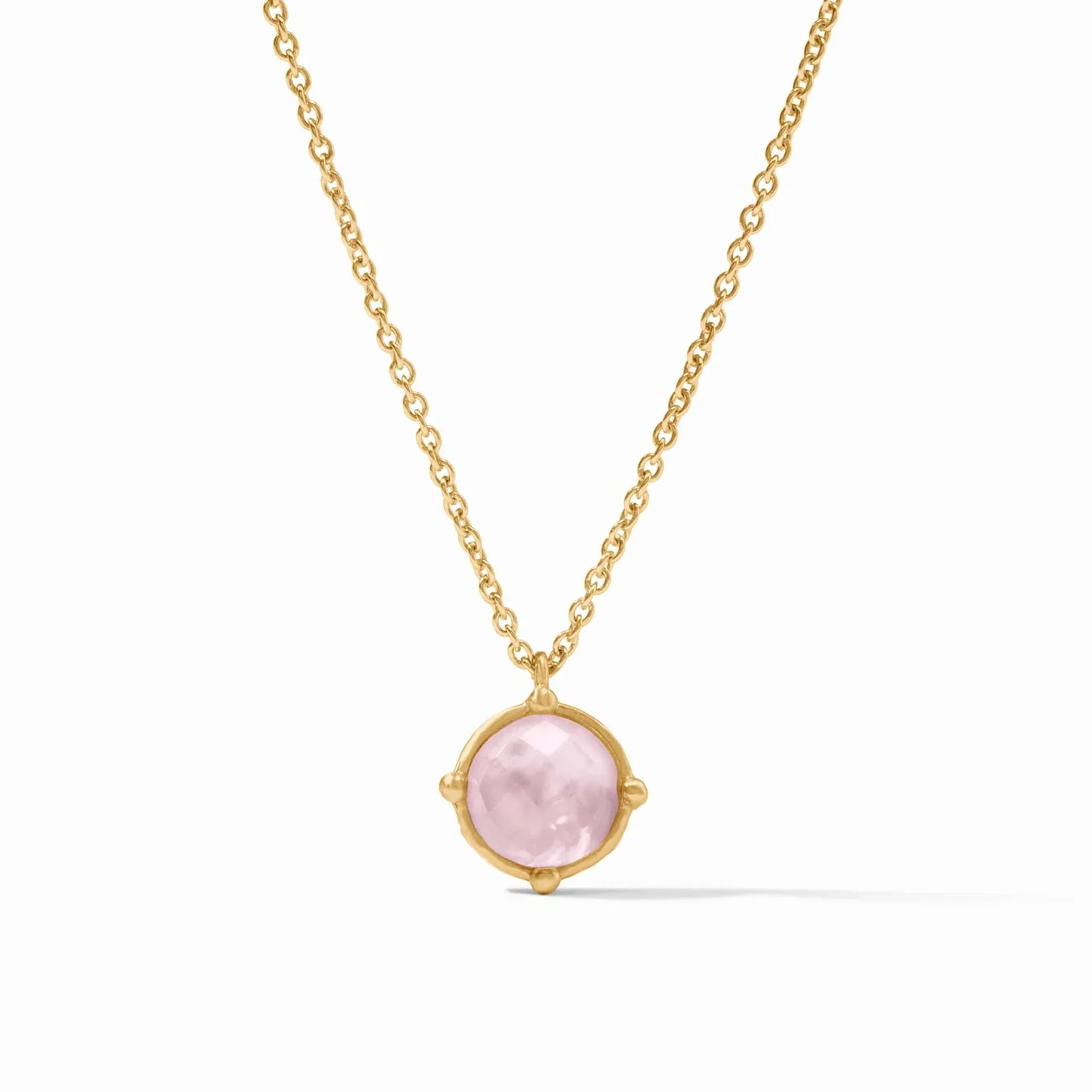 Julie Vos Honeybee Iridescent Rose Solitaire 24K Gold Plated Necklace