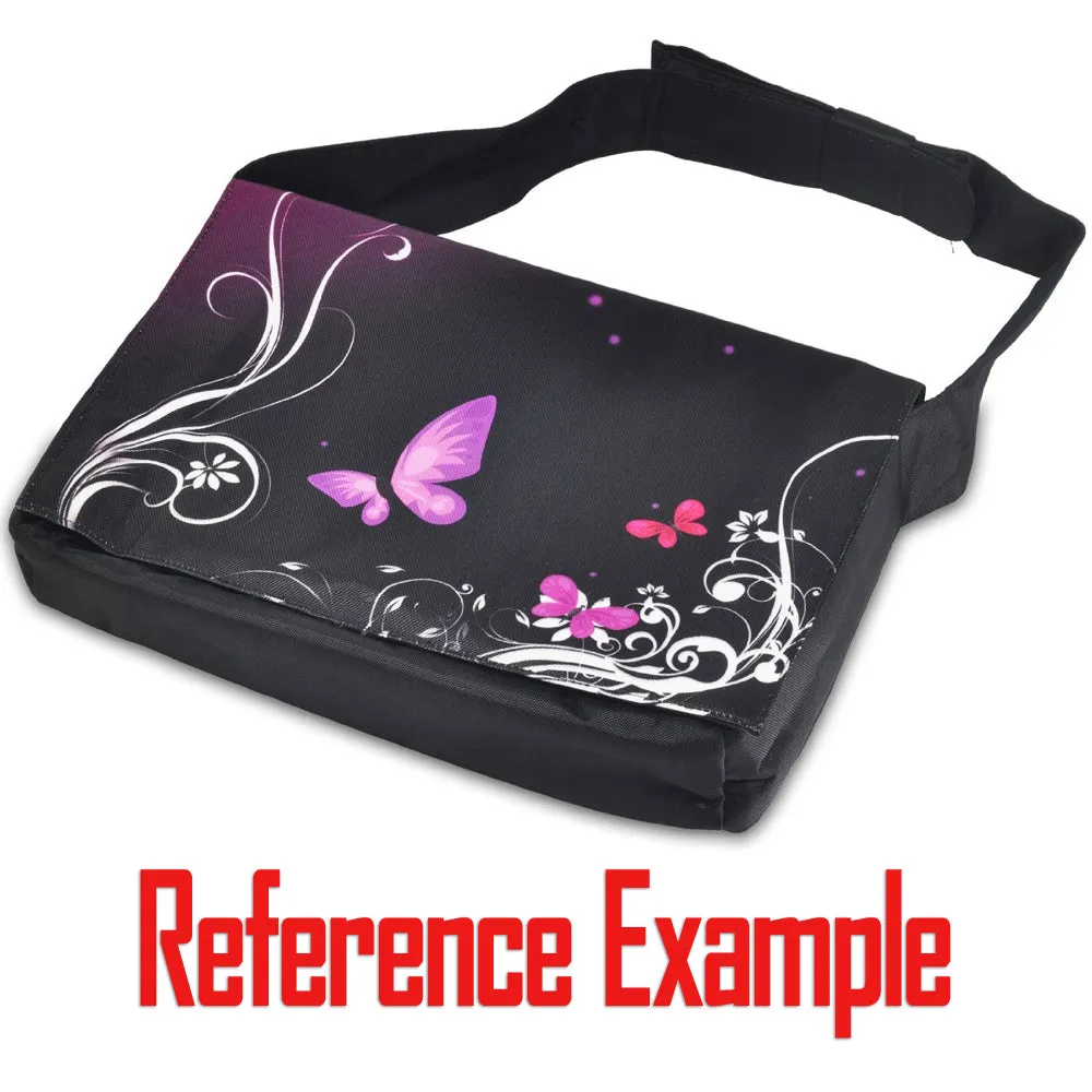 Laptop Padded Compartment Shoulder Messenger Bag Carrying Case & Matching Skin & Mouse Pad – Purple Butterfly