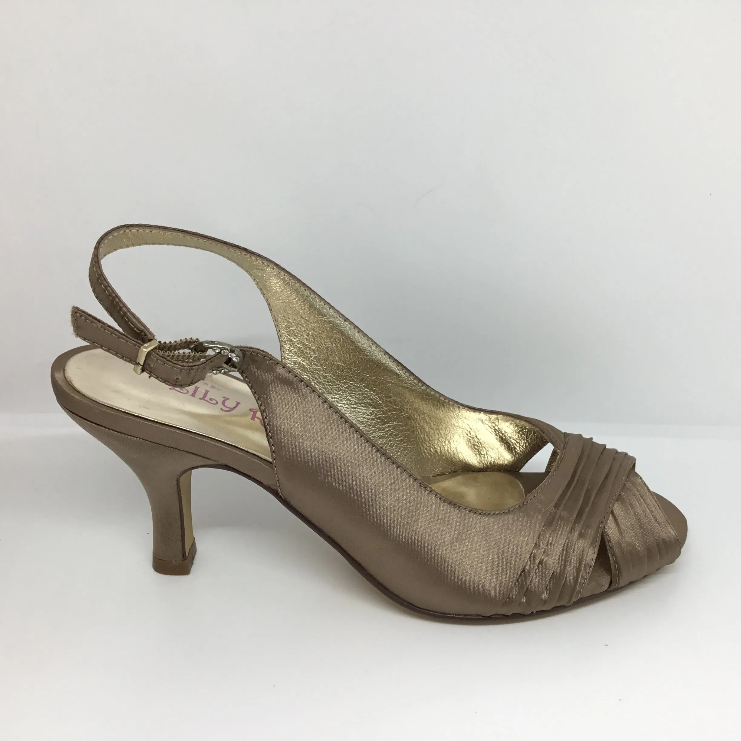 Lily Rose Serena Coffee Satin Heel SALE LAST PAIR SIZE 6