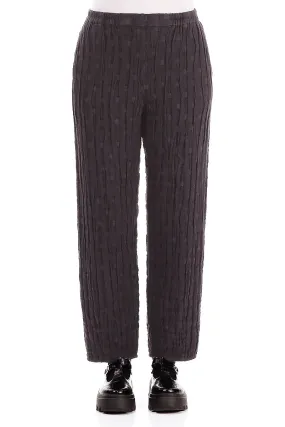 Long Tapered Vintage Violet Textured Linen Trousers