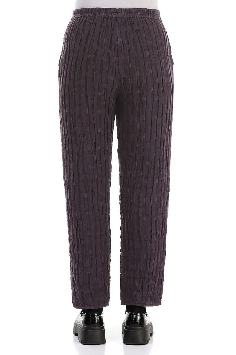 Long Tapered Vintage Violet Textured Linen Trousers