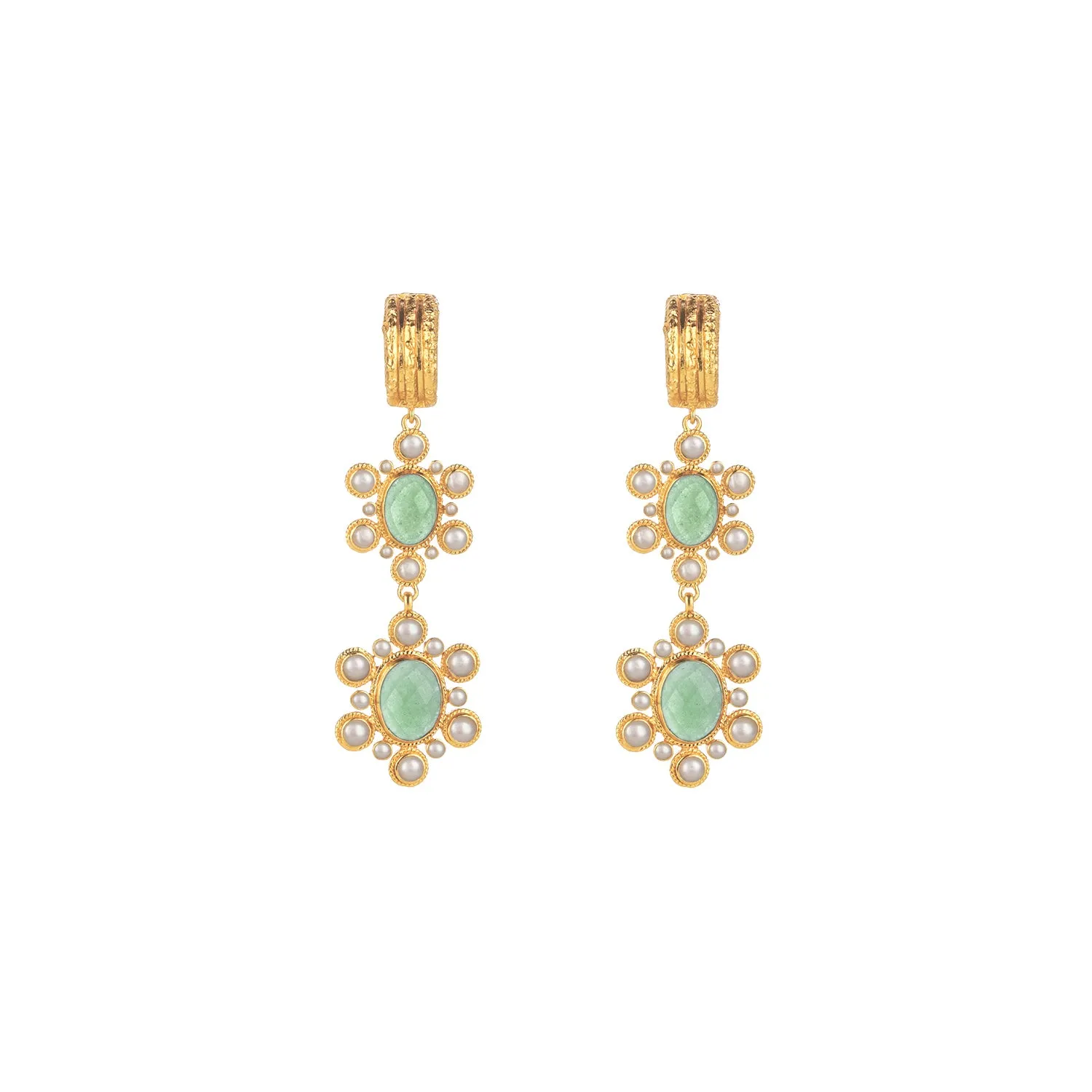 Mademoiselle Earrings Amazonite & Pearl