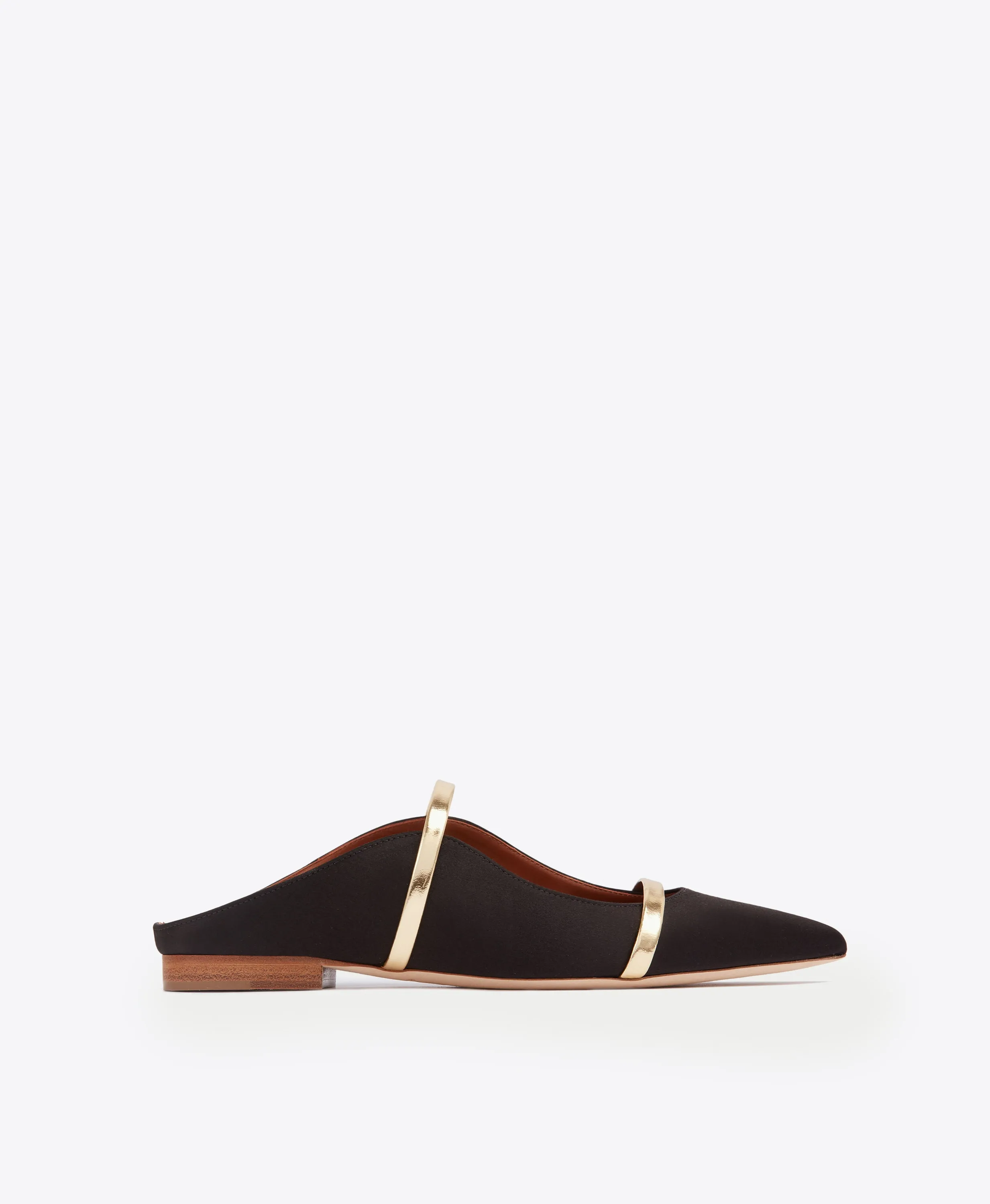 Maureen Black Satin Flat Mules