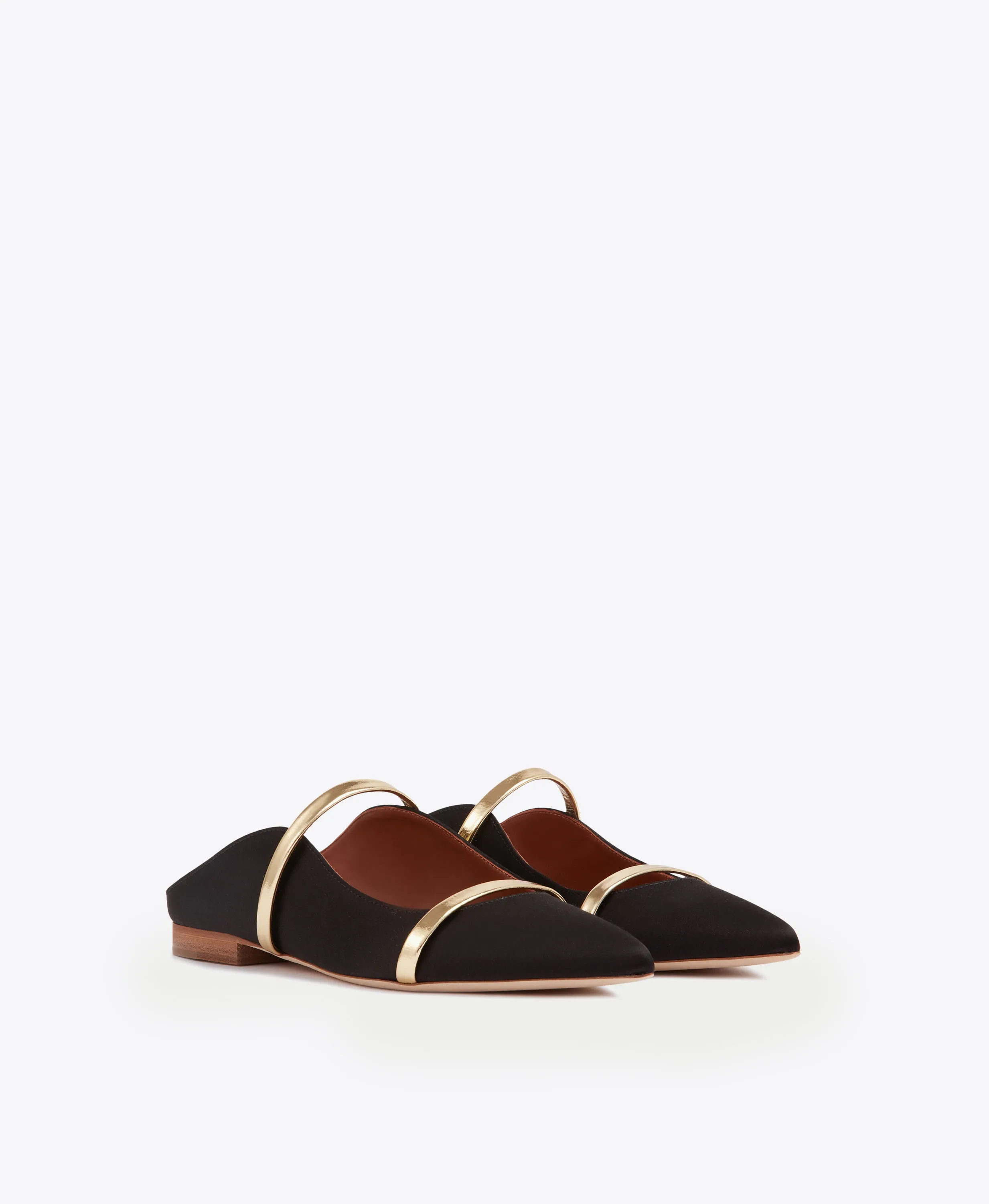 Maureen Black Satin Flat Mules