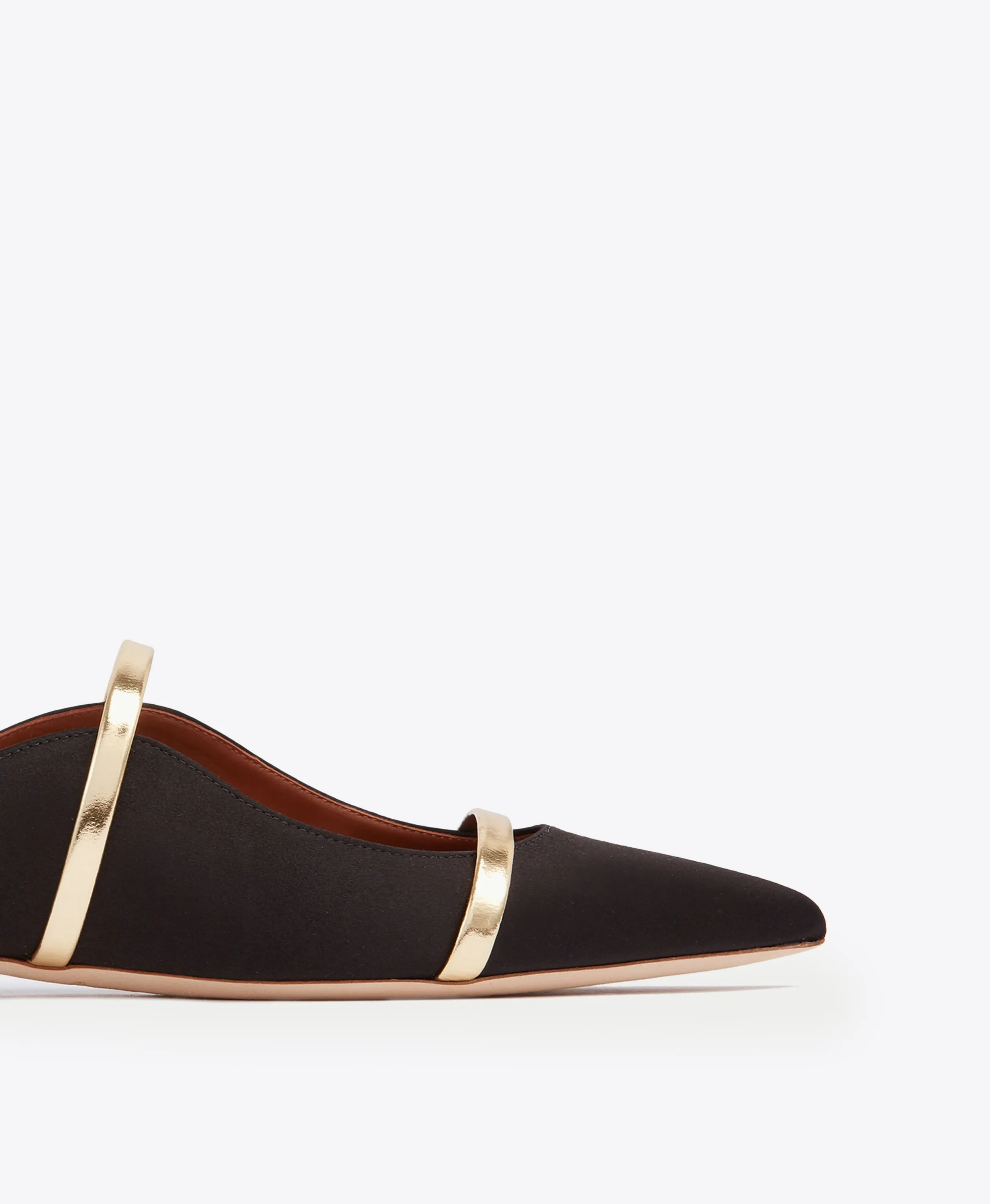 Maureen Black Satin Flat Mules