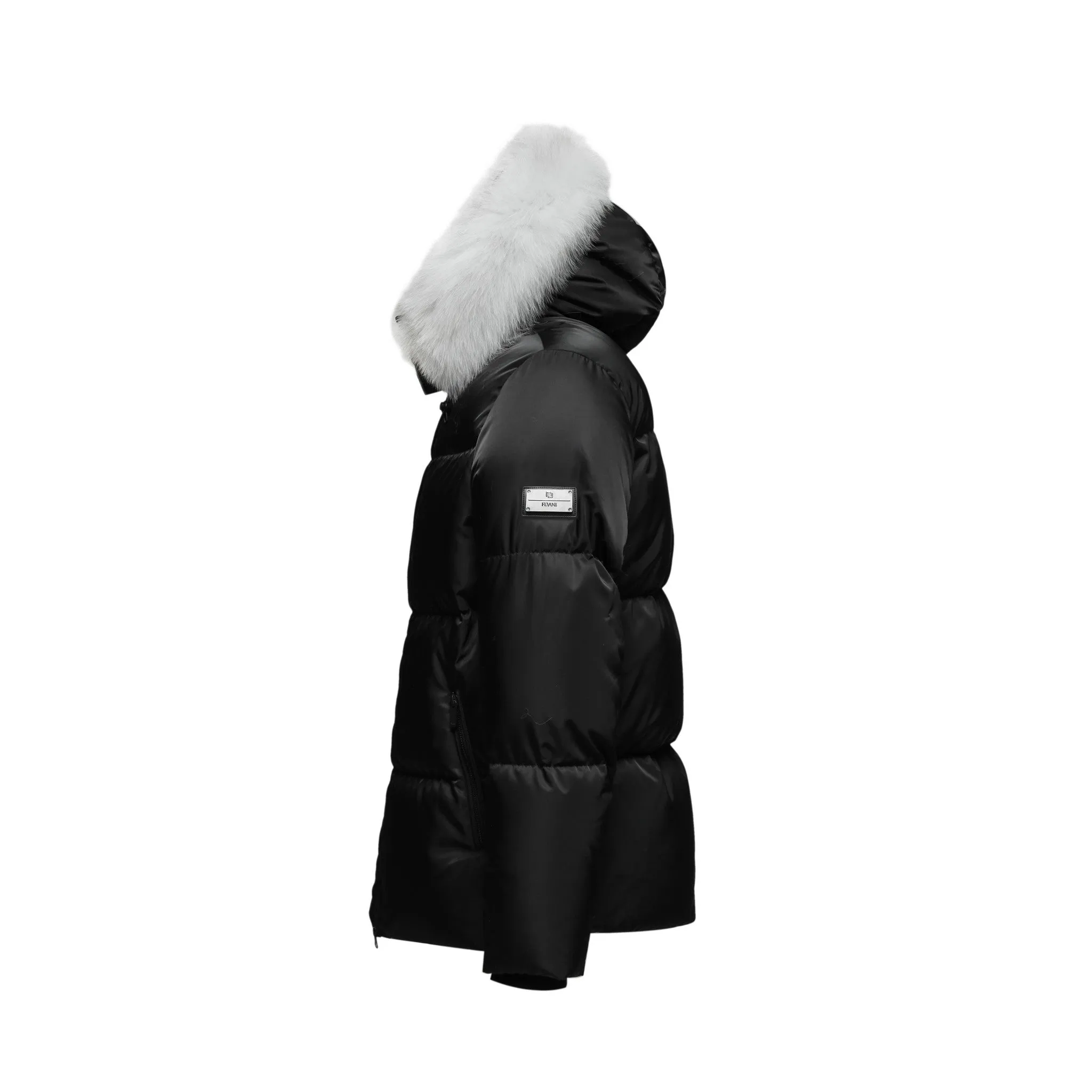 Men's Arctic Emperor Winter Coat in Black - (Blue Fox Trim)