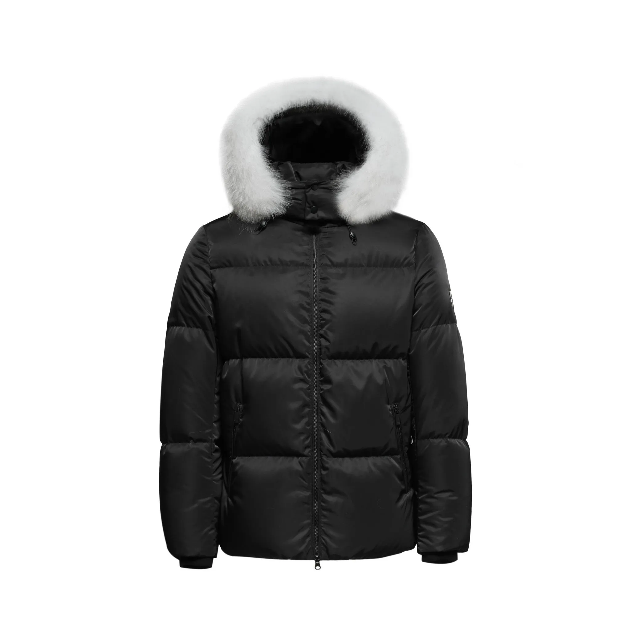 Men's Arctic Emperor Winter Coat in Black - (Blue Fox Trim)