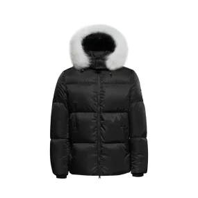 Men's Arctic Emperor Winter Coat in Black - (Blue Fox Trim)