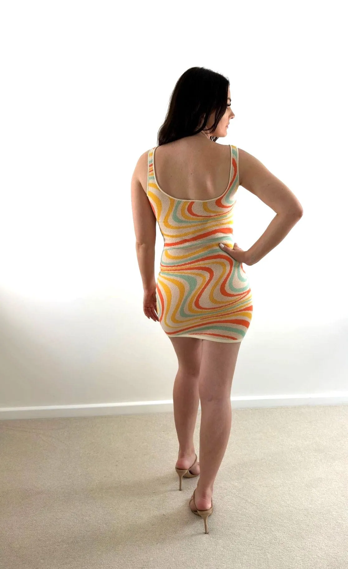 Noisy May Knit Dress in Multi Swirl