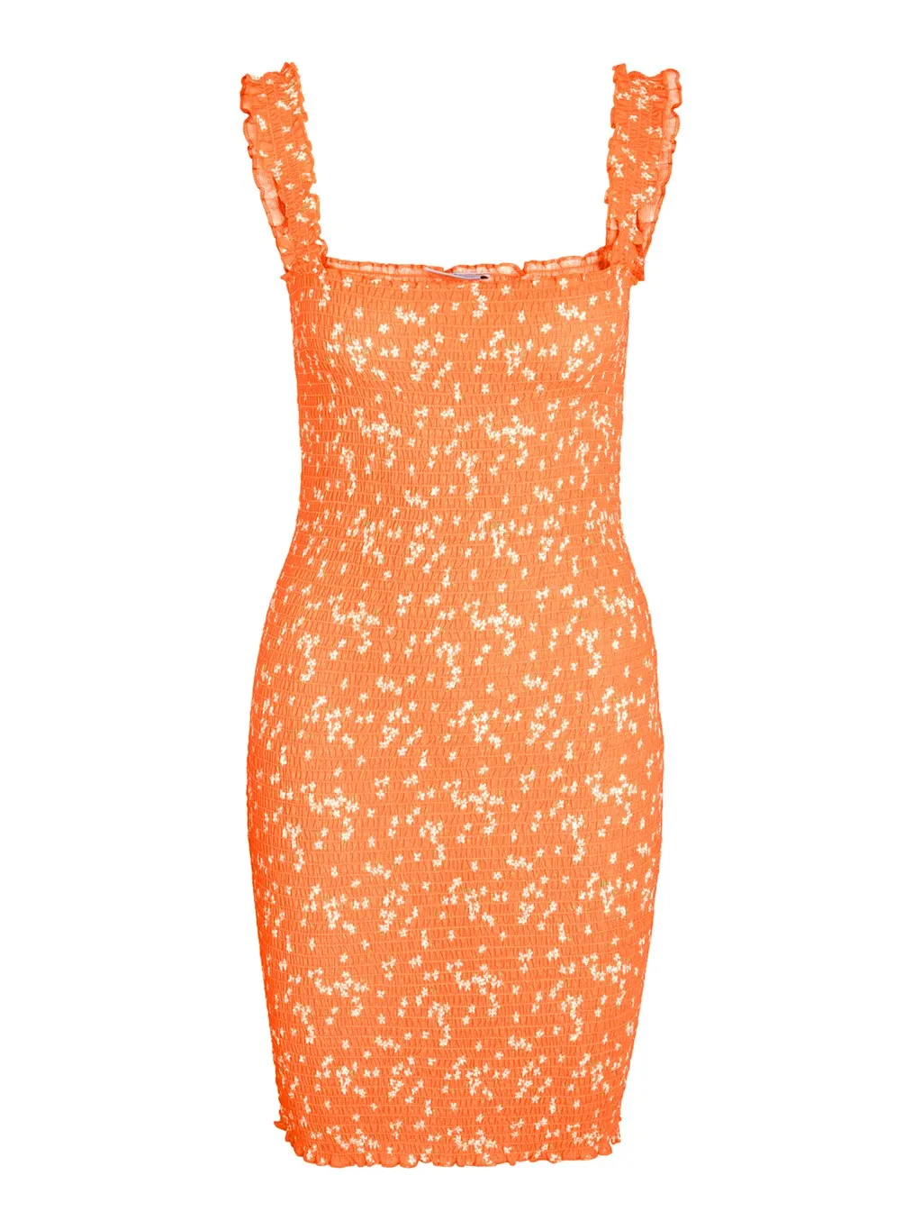 Noisy May Short Smock Dress in Orange Floral