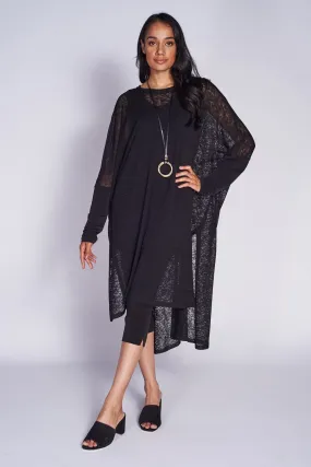 Poncho Dress Textured Mesh Knit