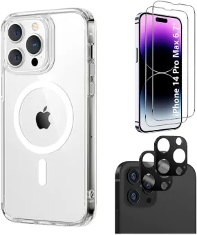 Protection Kit Bundle: Hybrid-Flex Hard Shell Case with Tempered Glass Screen and Camera Protector - iPhone 14 Pro Max