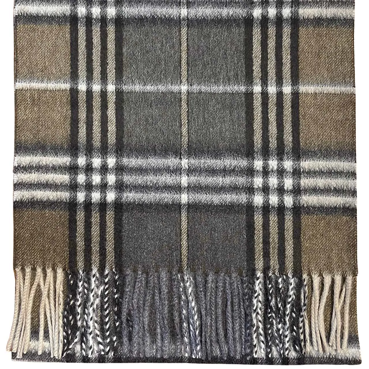 Pure Cashmere Scarf - Taupe Glen Check