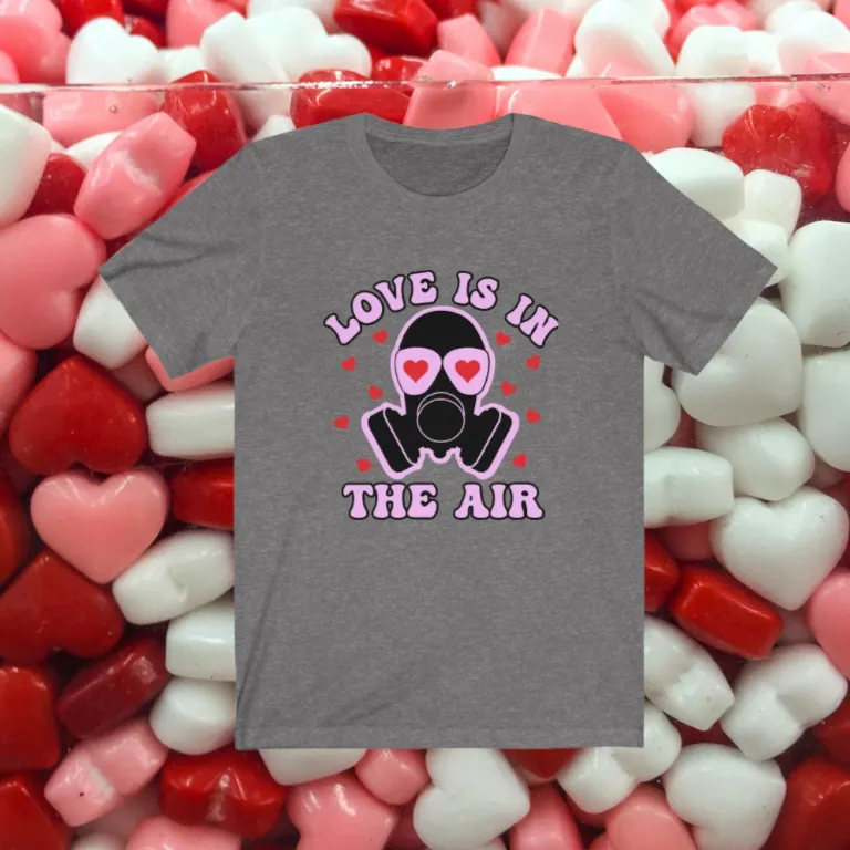 "Love is in the Air" Pink And Red Hearts Gas Mask Tee - Unisex Shirt