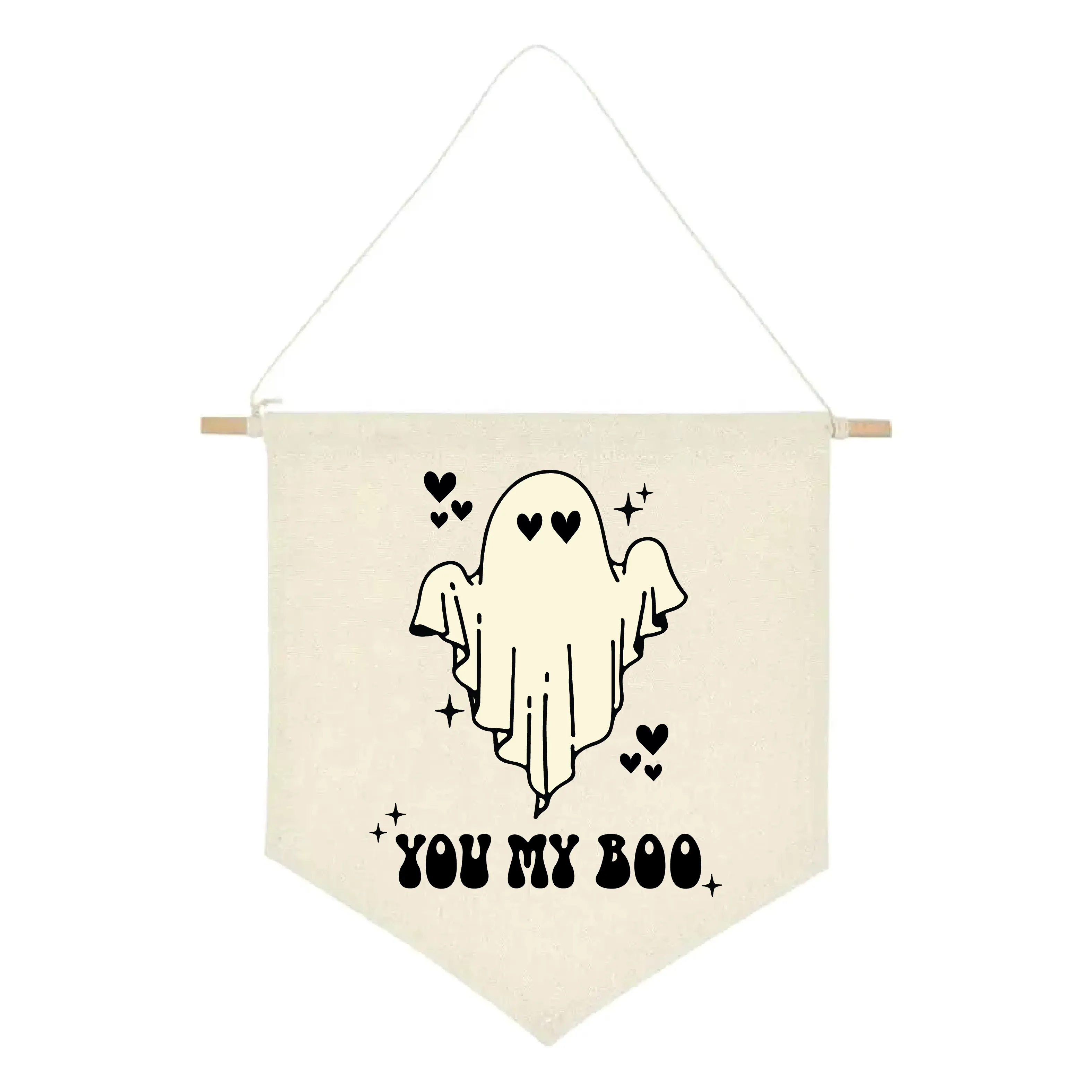 "You My Boo" Valloween Handmade Hanging Canvas Banner Sign Decoration