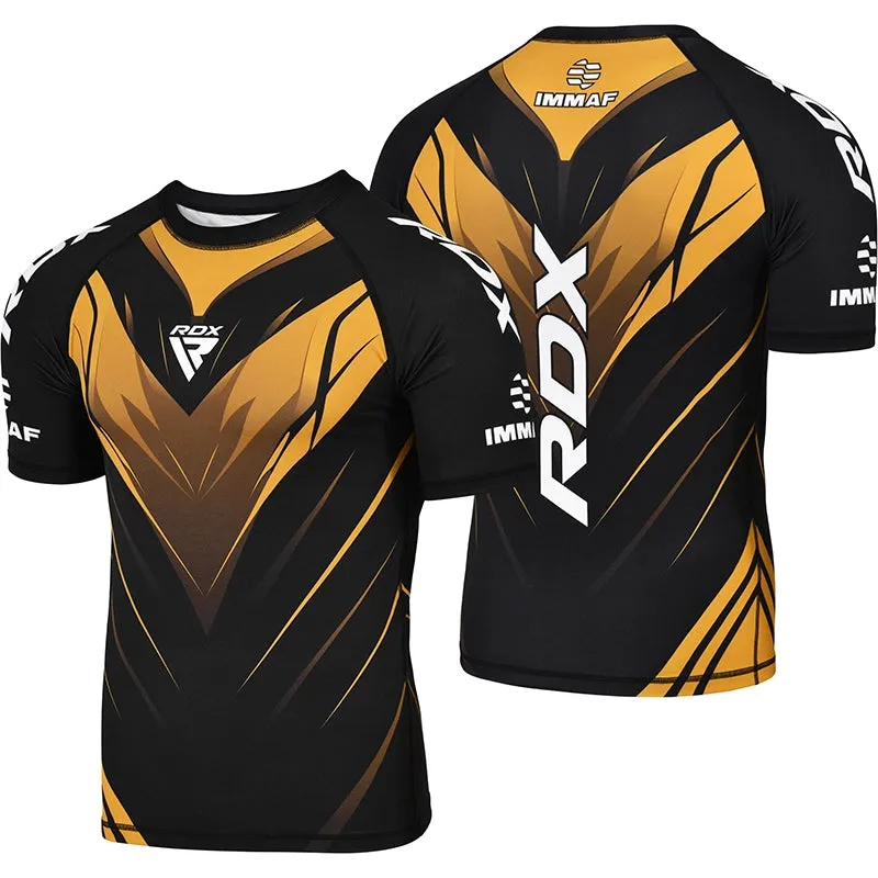 RDX IMMAF Approved Half Sleeves Compression Shirt Golden