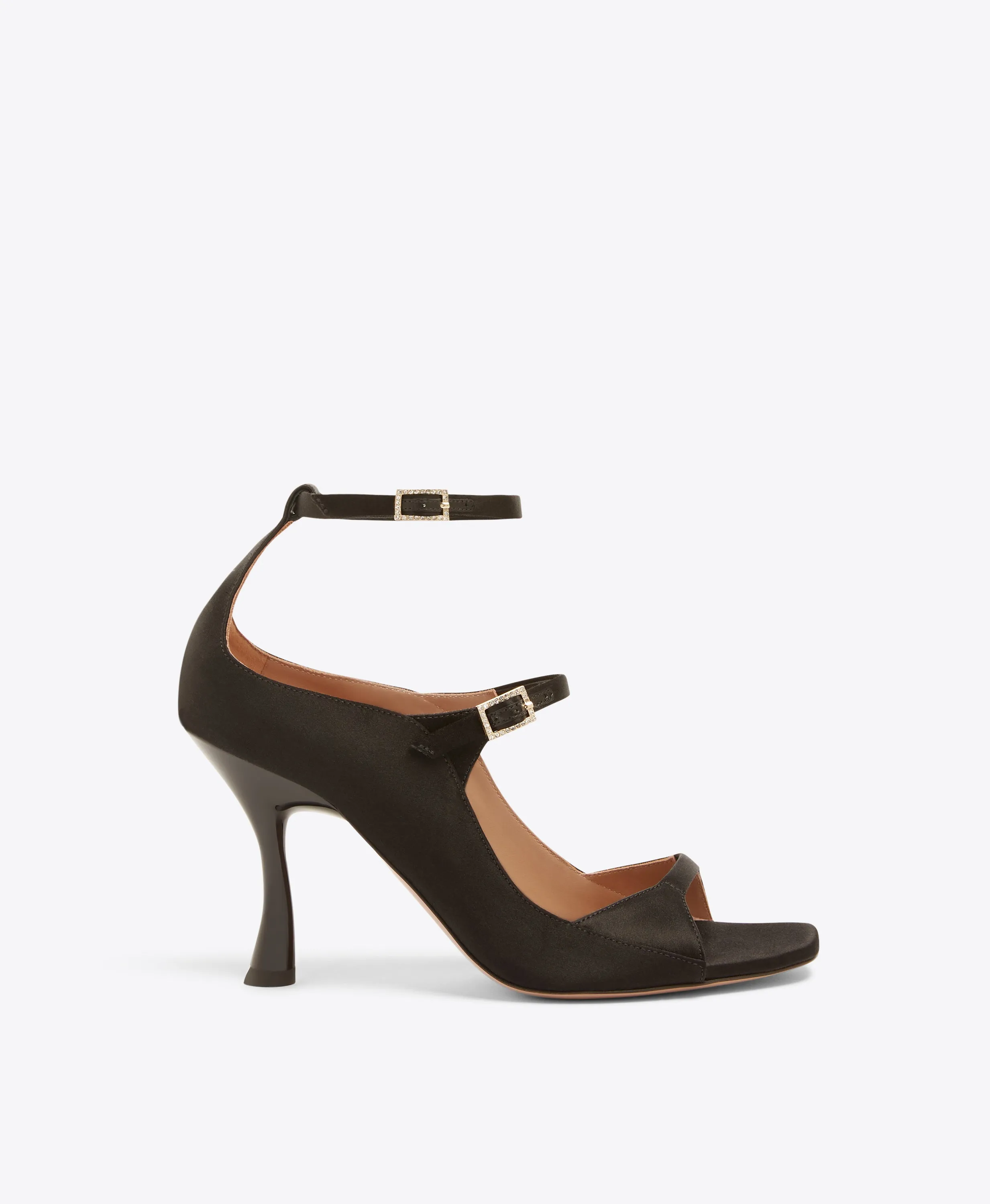 Riley 90 Black Satin Sandals