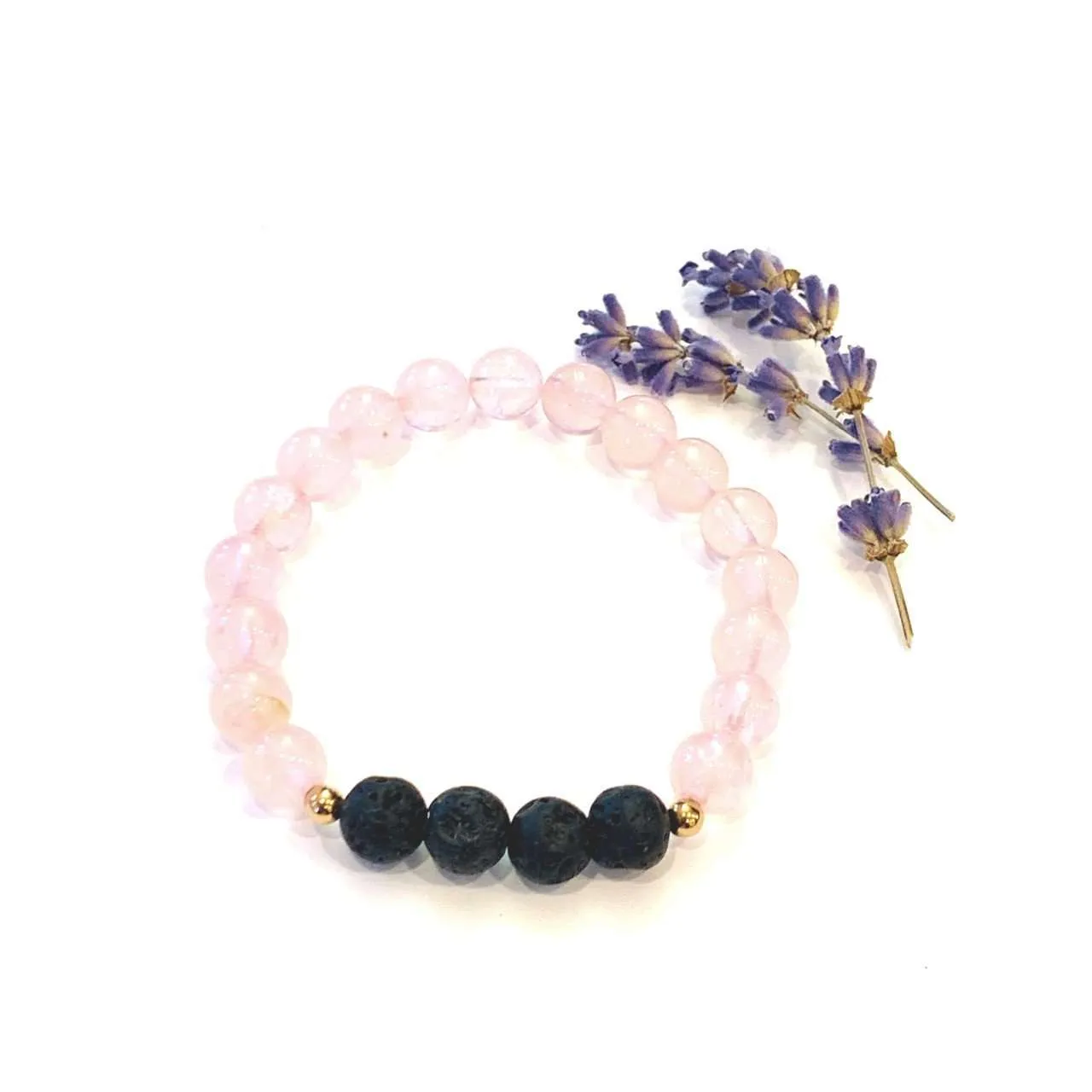 Rose Quartz   Lava Bracelet