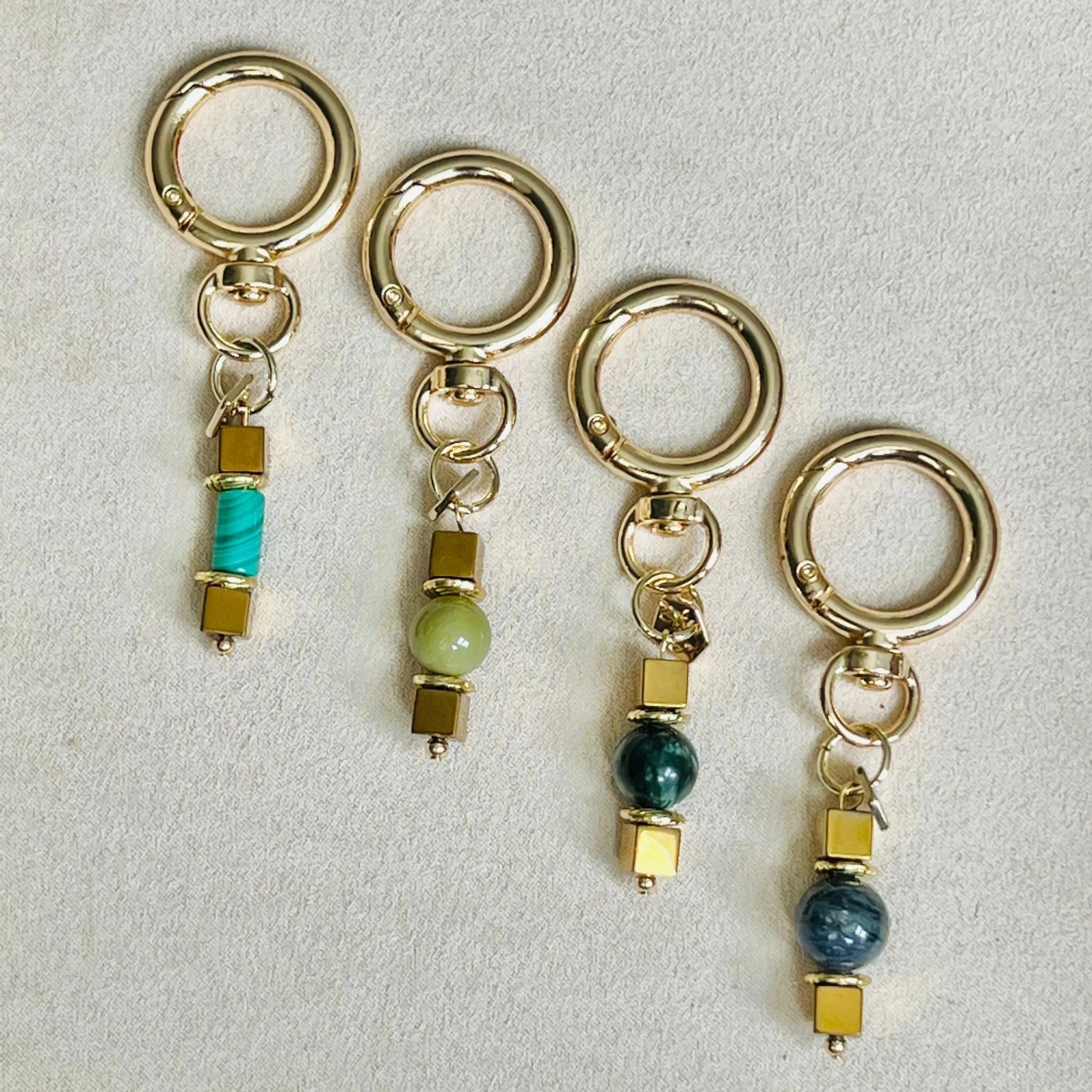 Seraphinite & Gold Hematite Bag Charm/ Key Ring