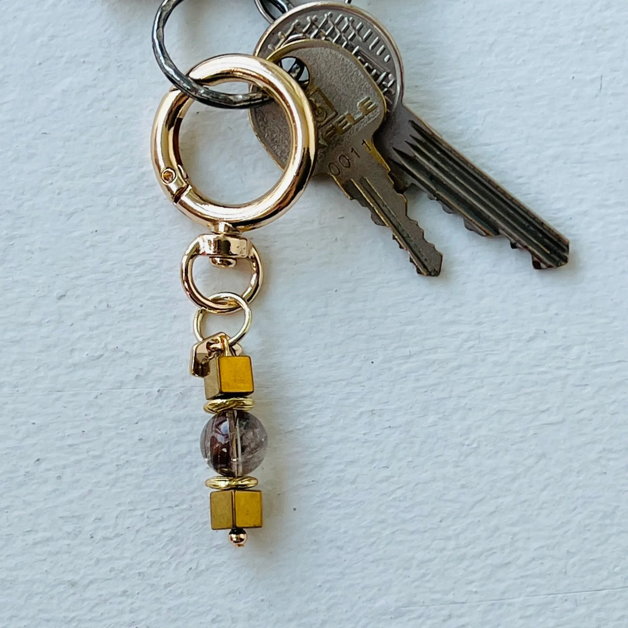 Seraphinite & Gold Hematite Bag Charm/ Key Ring