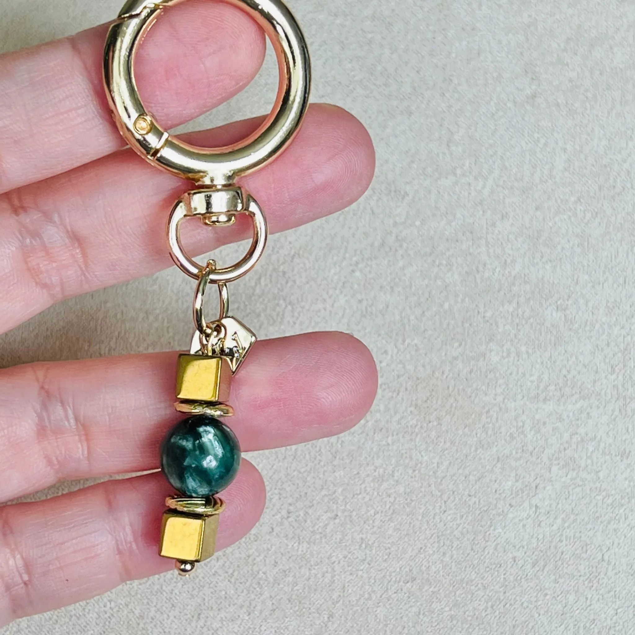 Seraphinite & Gold Hematite Bag Charm/ Key Ring